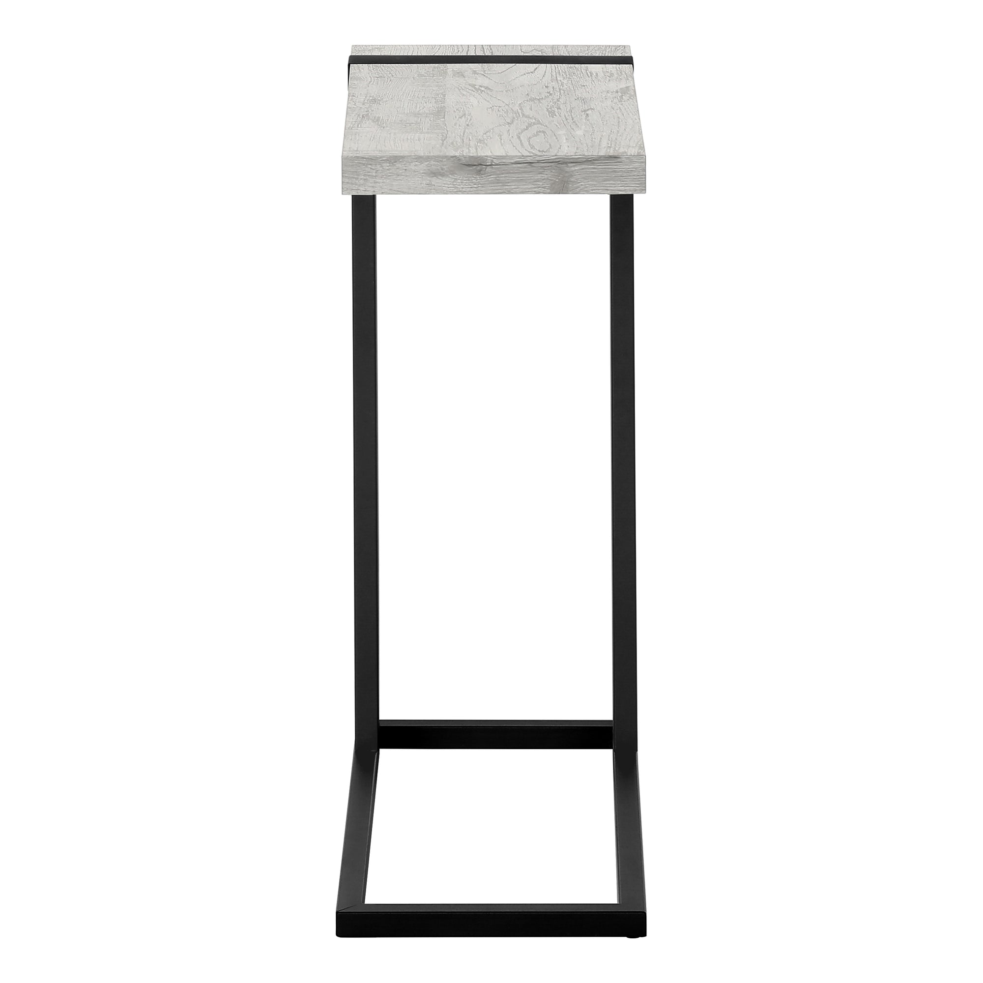 MN-622858    Accent Table, C-Shaped, End, Side, Snack, Living Room, Bedroom, Metal Legs, Laminate, Grey Reclaimed Wood Look, Black, Contemporary, Industrial, Modern