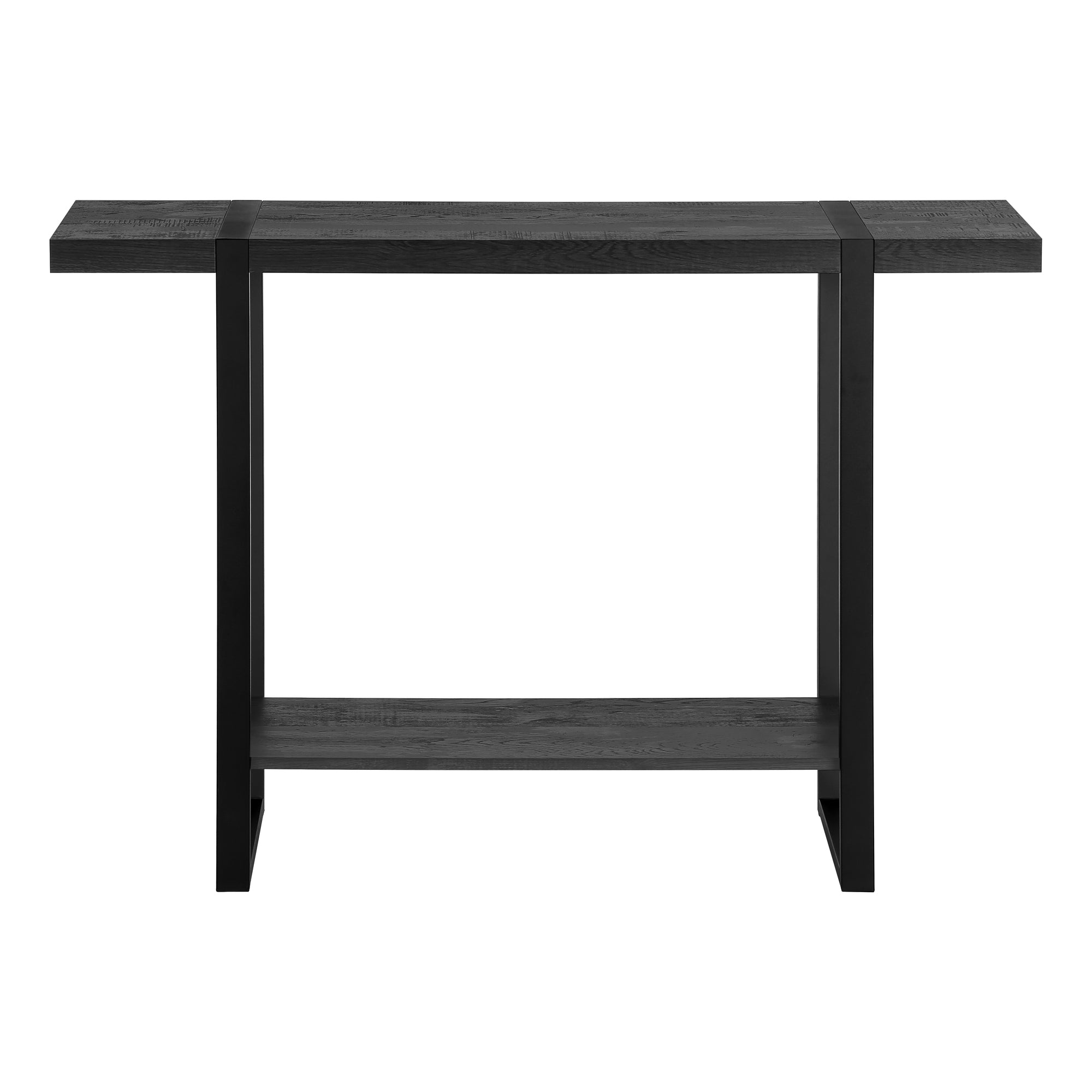 MN-642861    Accent Table, Console, Entryway, Narrow, Sofa, Living Room, Bedroom, Metal Legs, Laminate, Black Reclaimed Wood Look, Black, Contemporary, Industrial, Modern