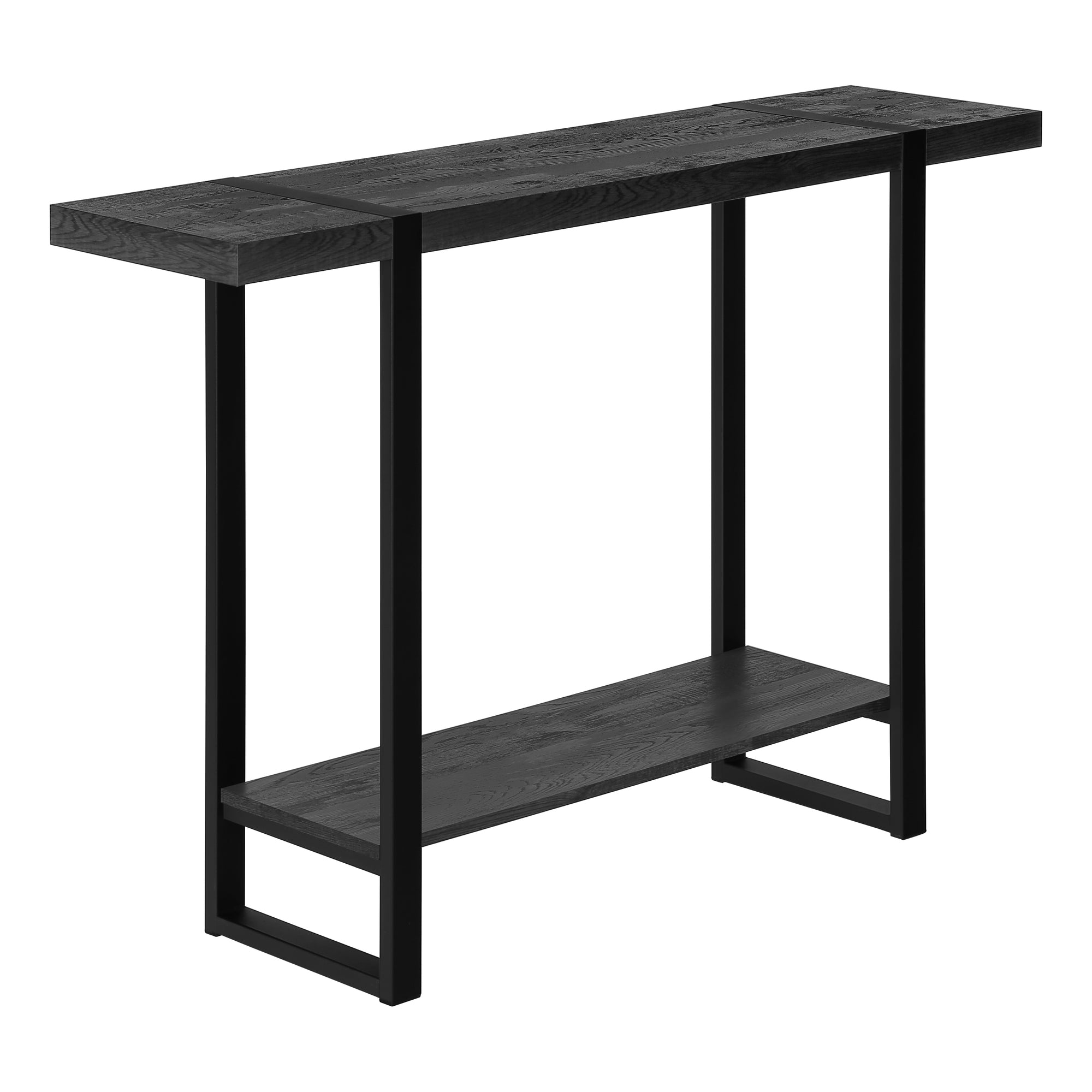 MN-642861    Accent Table, Console, Entryway, Narrow, Sofa, Living Room, Bedroom, Metal Legs, Laminate, Black Reclaimed Wood Look, Black, Contemporary, Industrial, Modern