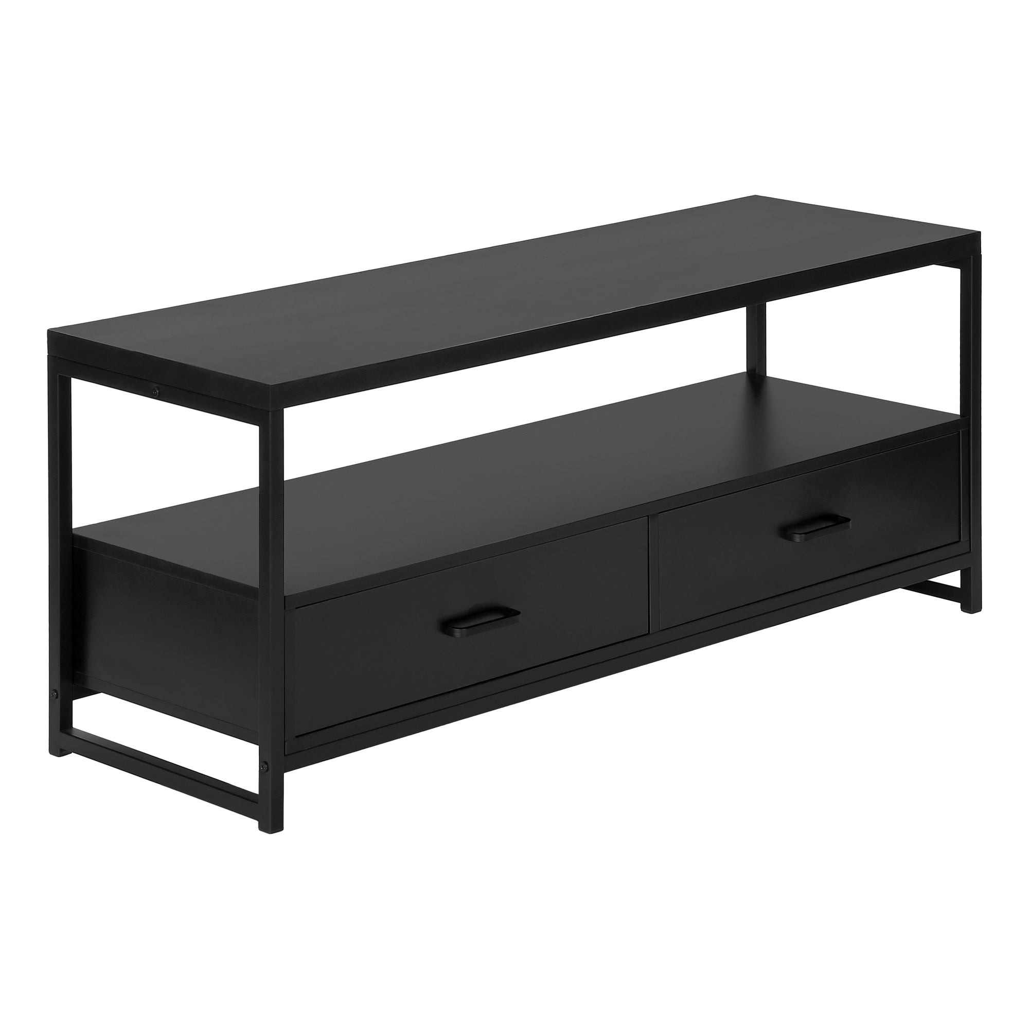MN-672870    Tv Stand, 48 Inch, Console, Media Entertainment Center, Storage Cabinet, Living Room, Bedroom, Laminate, Metal, Black, Contemporary, Modern