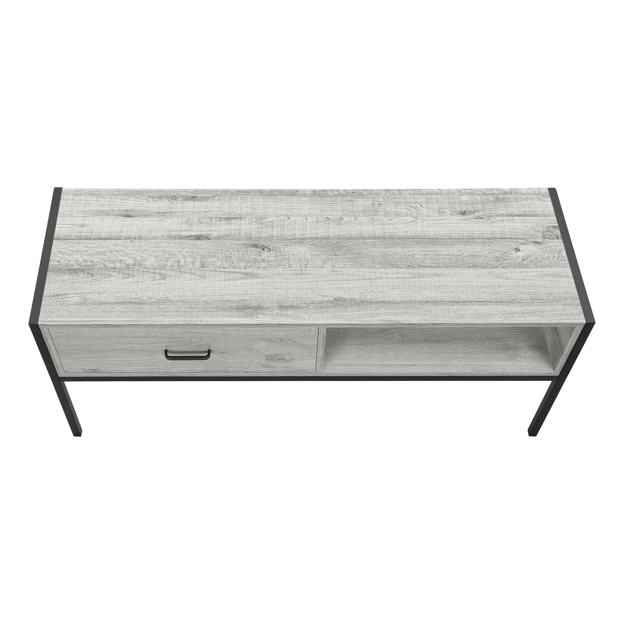 MN-712875    Tv Stand, 48 Inch, Console, Media Entertainment Center, Storage Cabinet, Living Room, Bedroom, Laminate, Metal, Grey, Contemporary, Modern