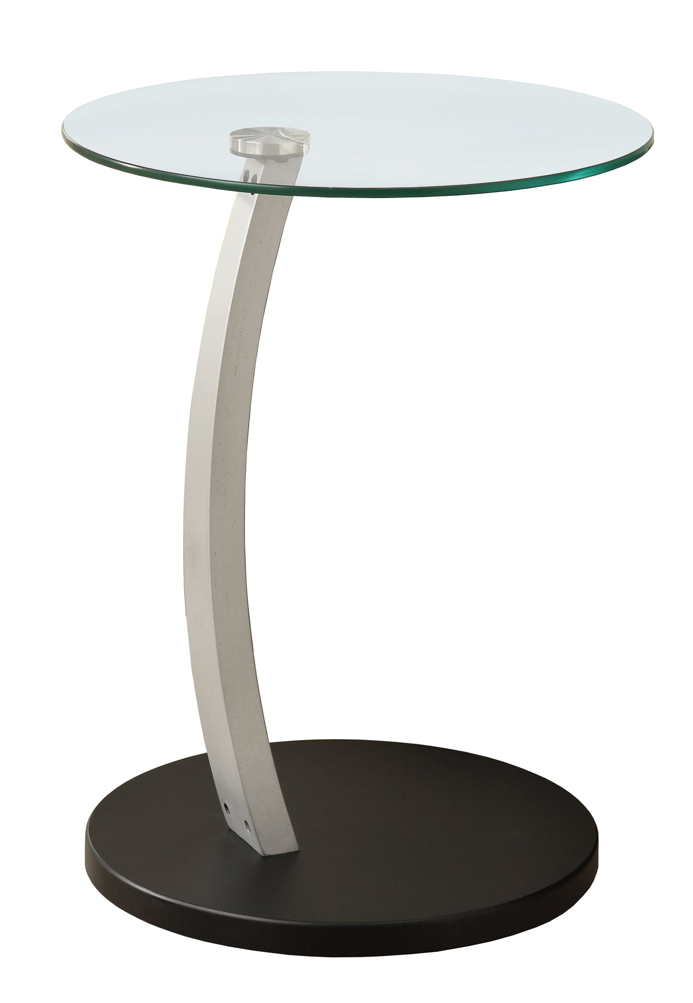 MN-773009    Accent Table, C-Shaped, End, Side, Snack, Living Room, Bedroom, Laminate, Tempered Glass, Black, Clear, Contemporary, Modern