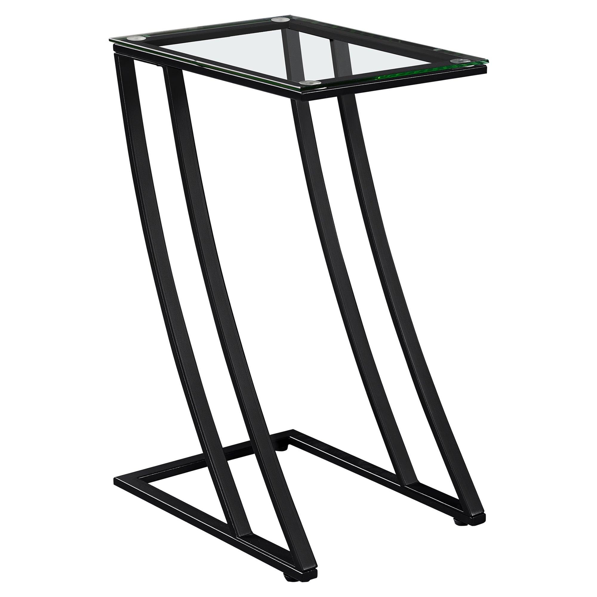MN-193089    Accent Table, C-Shaped, End, Side, Snack, Living Room, Bedroom, Metal Base, Tempered Glass, Black, Black Tinted, Contemporary, Modern