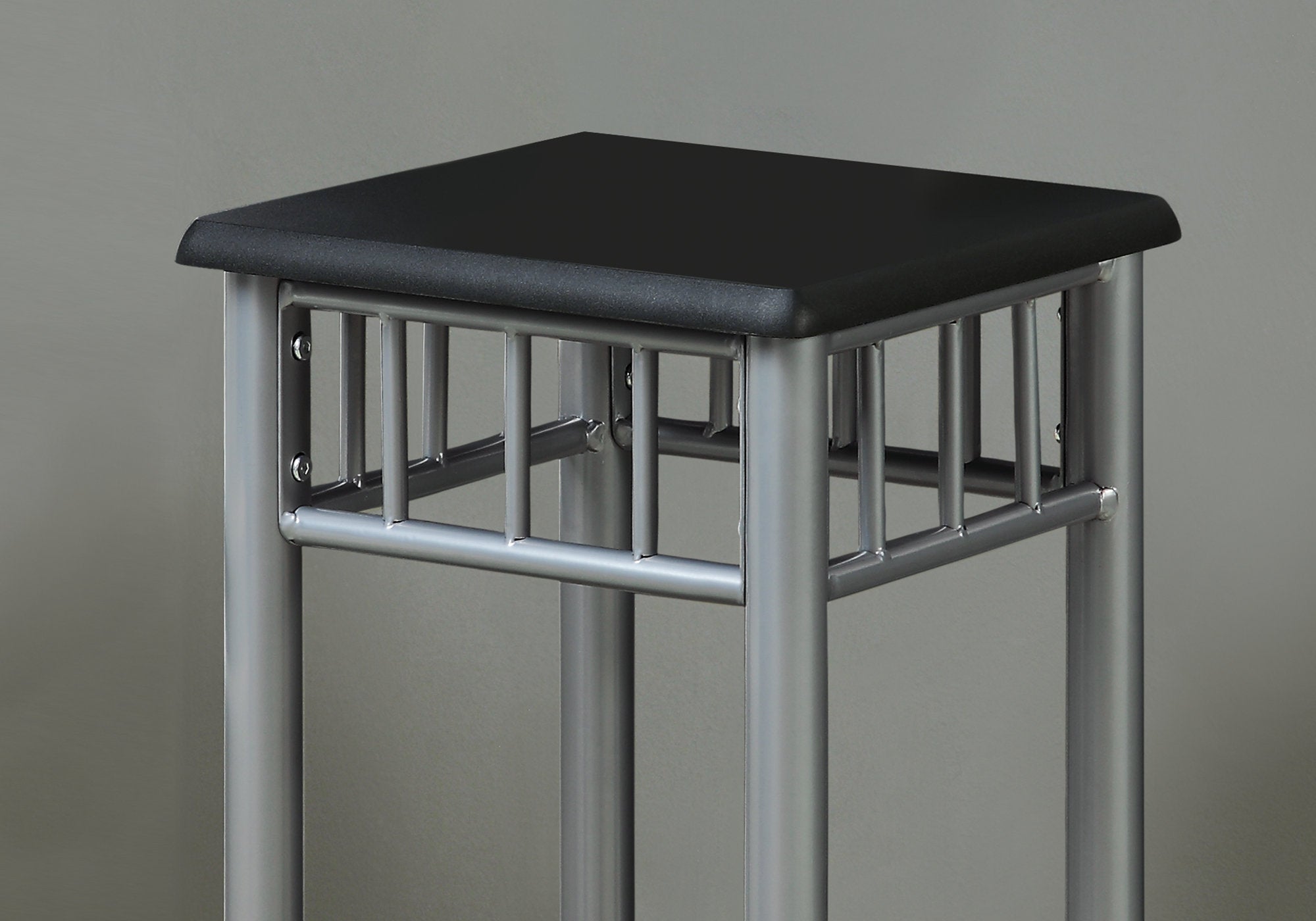 MN-223094    Accent Table, Side, End, Plant Stand, Square, Living Room, Bedroom, Metal Legs, Laminate, Black, Contemporary, Modern
