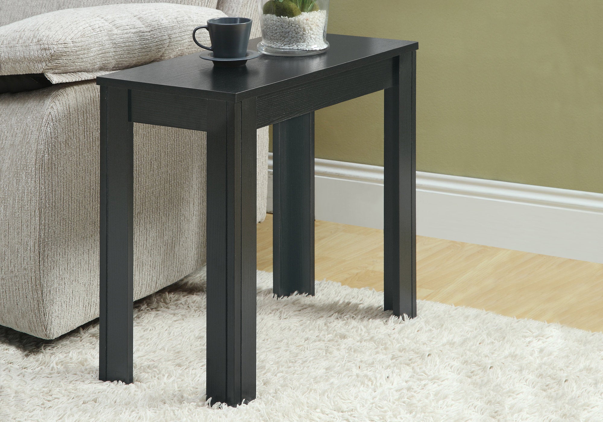 MN-303110    Accent Table, Side, End, Nightstand, Lamp, Living Room, Bedroom, Laminate, Black, Transitional