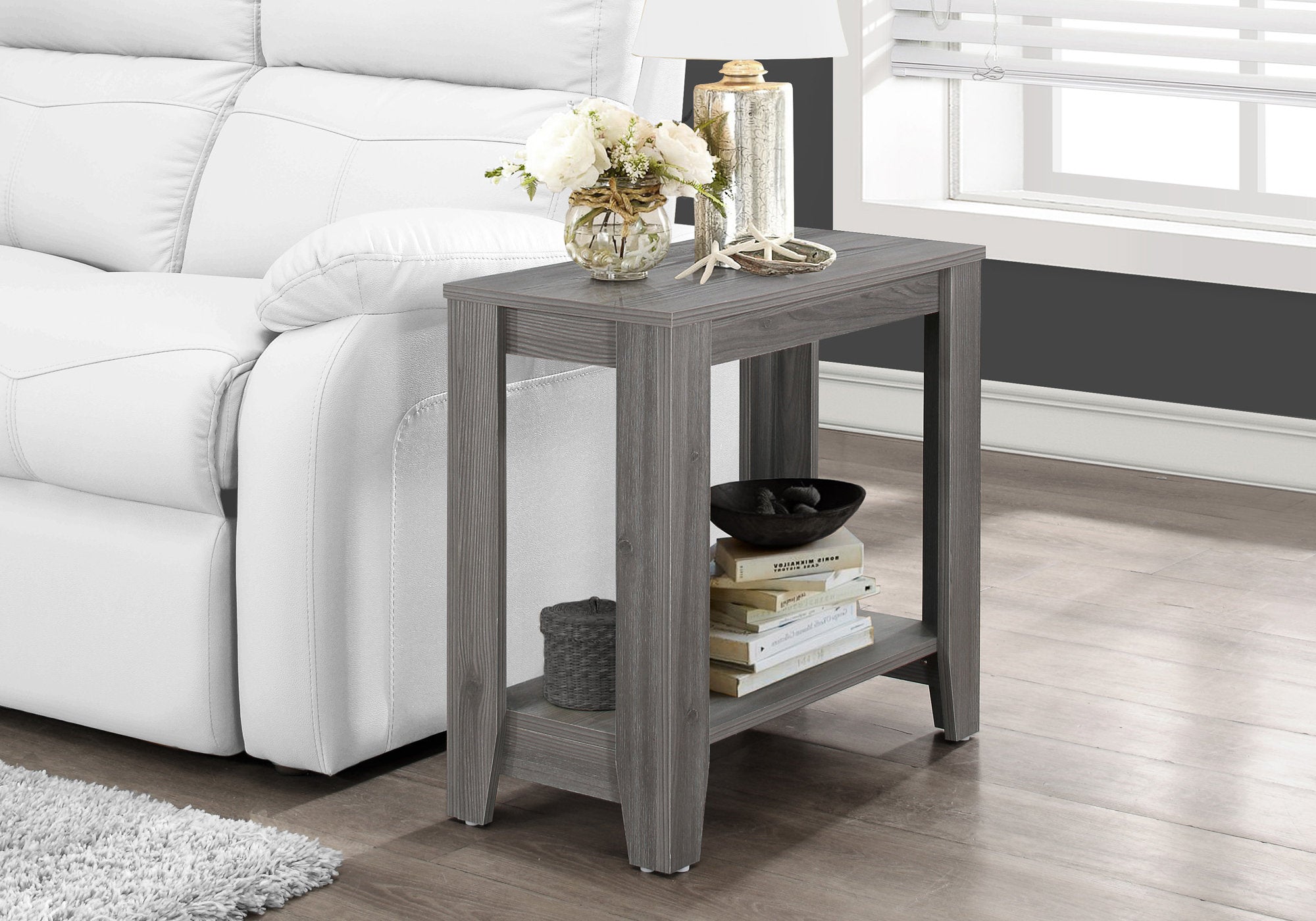 MN-363118    Accent Table, Side, End, Nightstand, Lamp, Living Room, Bedroom, Laminate, Grey Reclaimed, Contemporary, Modern