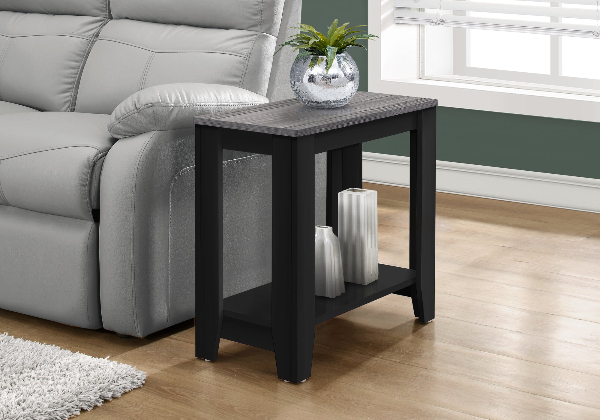 MN-393134    Accent Table, Side, End, Nightstand, Lamp, Living Room, Bedroom, Laminate, Black, Grey, Contemporary, Modern