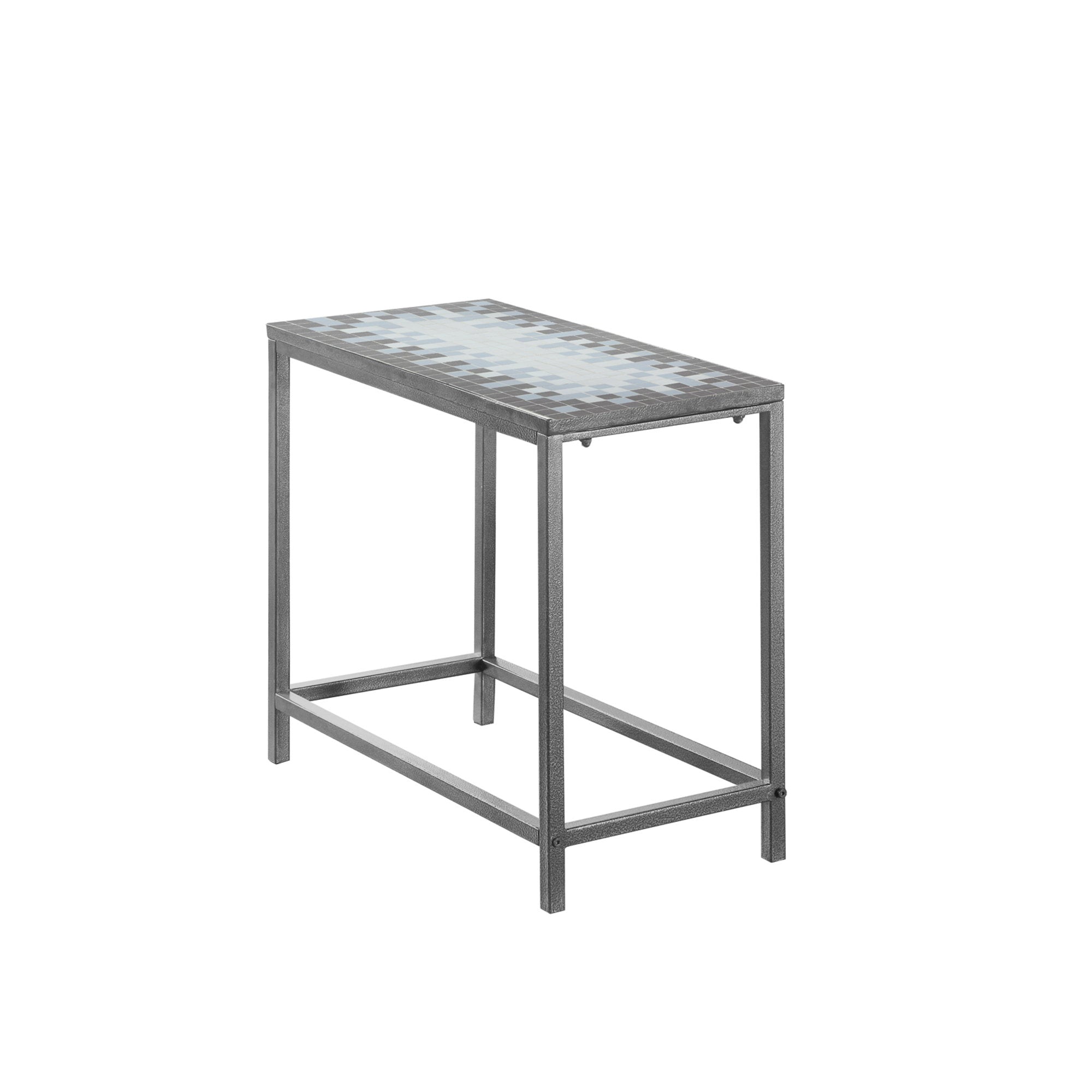 MN-463143    Accent Table, Side, End, Nightstand, Lamp, Living Room, Bedroom, Metal Legs, Tile, Black, Blue, Transitional