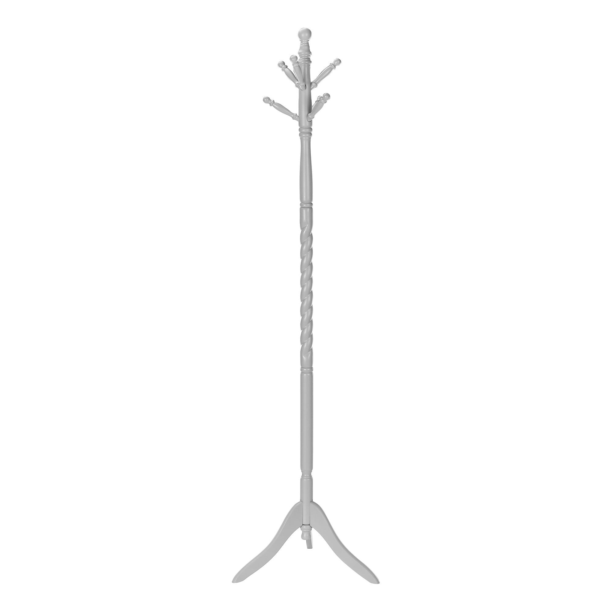 MN-563174    Coat Rack, Hall Tree, Free Standing, 6 Hooks, Entryway, 72"H, Wooden, Grey, Traditional
