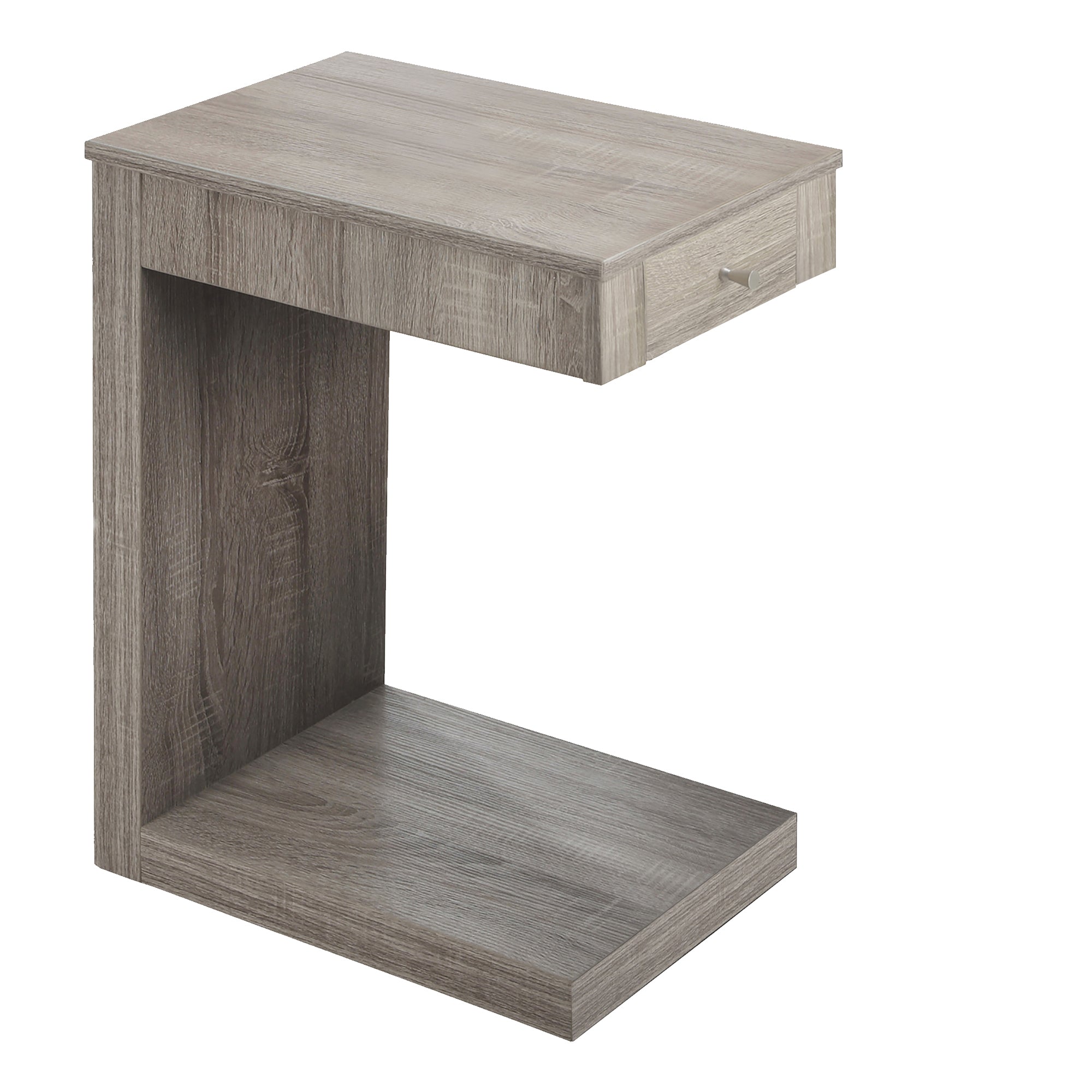 MN-653191    Accent Table, C-Shaped, End, Side, Snack, Living Room, Bedroom, Storage Drawer, Laminate, Dark Taupe, Contemporary, Modern