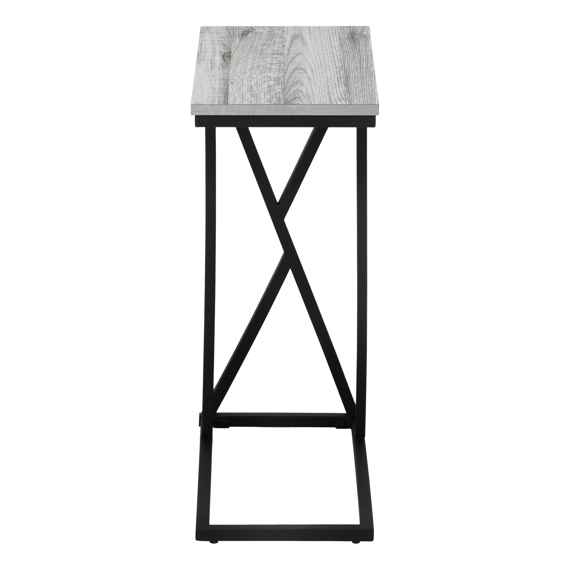 MN-853248    Accent Table, C-Shaped, End, Side, Snack, Living Room, Bedroom, Metal Legs, Laminate, Grey, Black, Contemporary, Modern