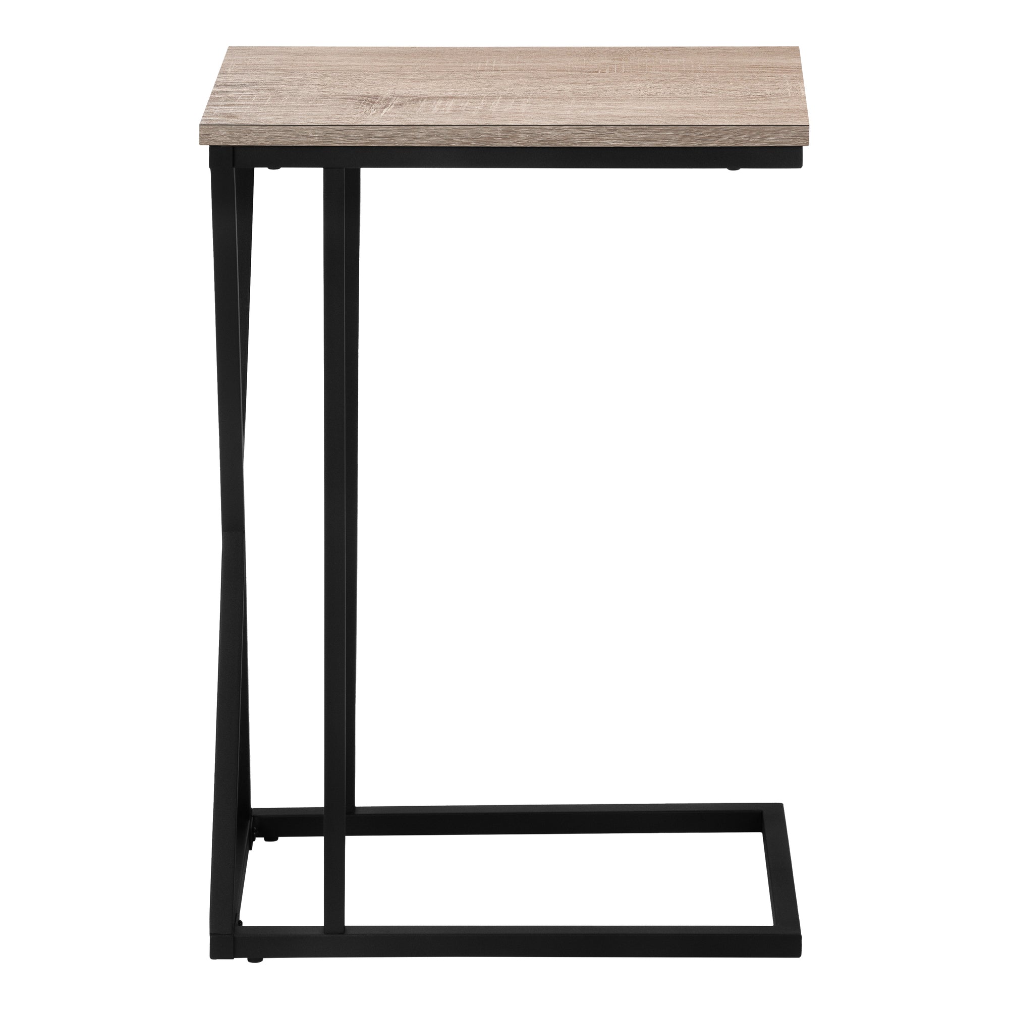 MN-863249    Accent Table, C-Shaped, End, Side, Snack, Living Room, Bedroom, Metal Legs, Laminate, Dark Taupe, Black, Contemporary, Modern
