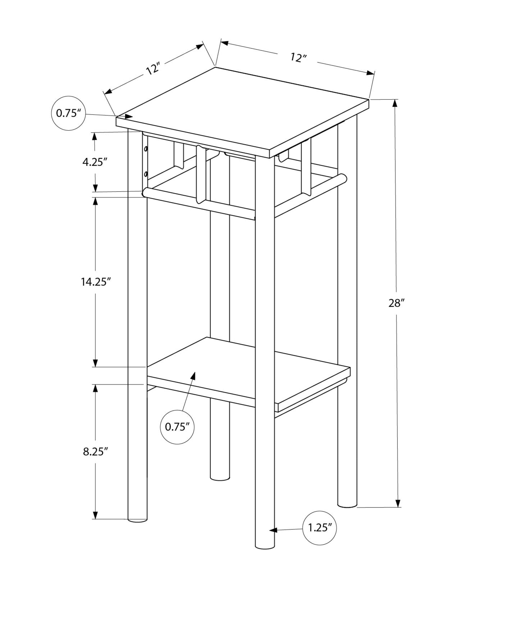 MN-113278    Accent Table - 28"H / Black / Black Metal