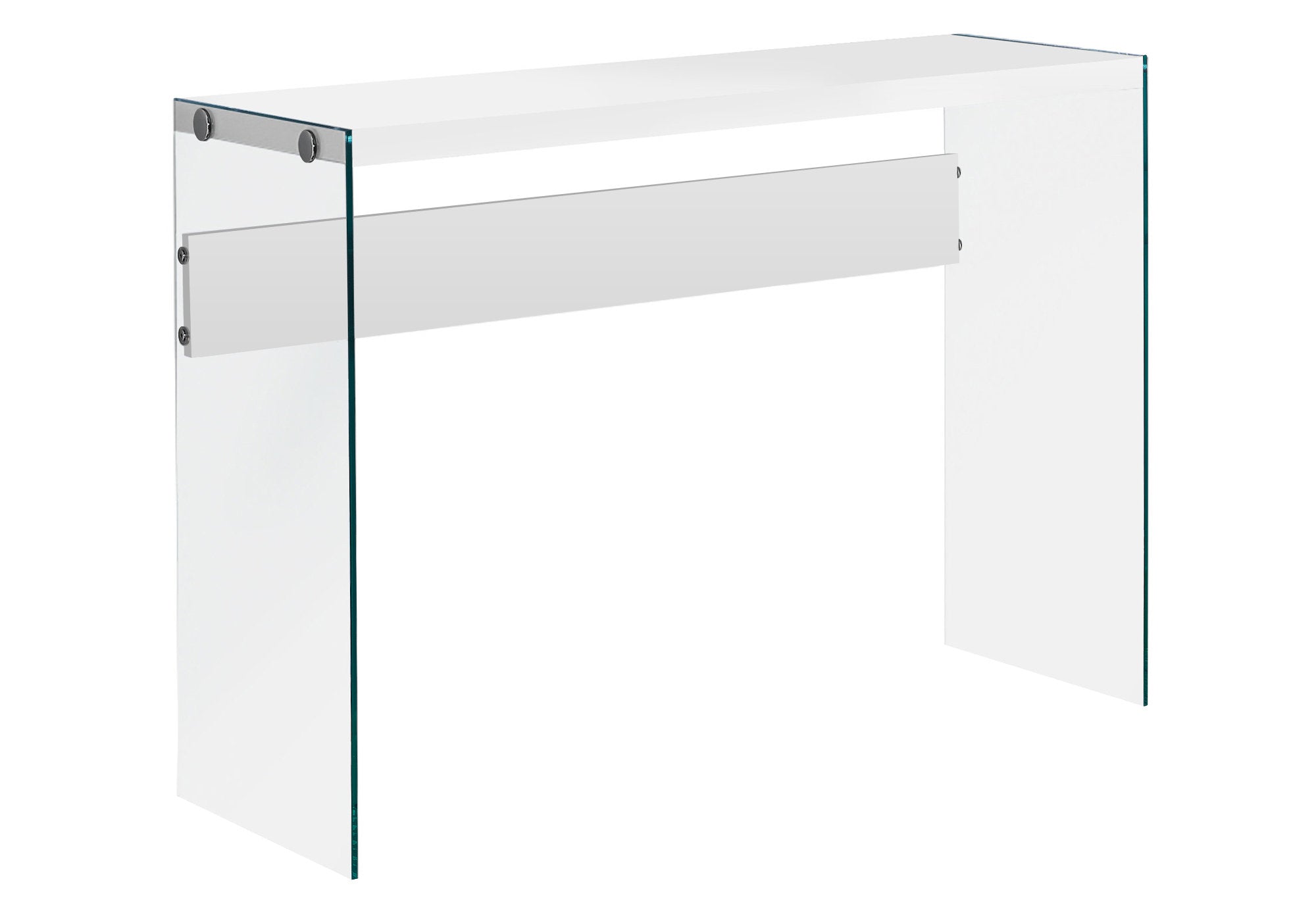 MN-153288    Accent Table, Console, Entryway, Narrow, Sofa, Living Room, Bedroom, Tempered Glass, Laminate, Glossy White, Clear, Contemporary, Modern