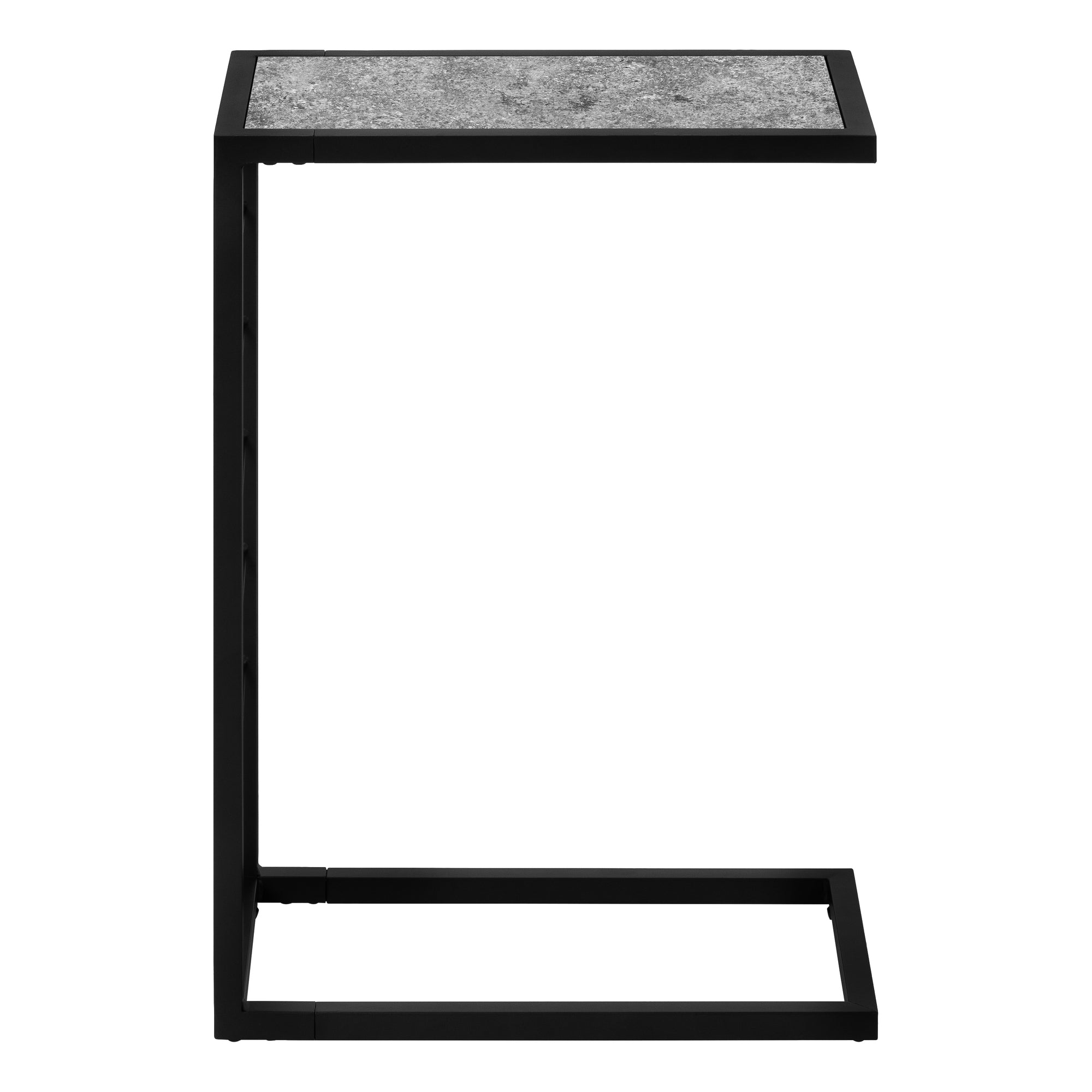 MN-213301    Accent Table, C-Shaped, End, Side, Snack, Living Room, Bedroom, Metal Frame, Laminate, Grey Stone Look, Black, Contemporary, Modern