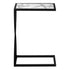 MN-223304    Accent Table, C-Shaped, End, Side, Snack, Living Room, Bedroom, Metal Frame, Laminate, White Marble Look, Black, Contemporary, Modern