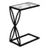 MN-223304    Accent Table, C-Shaped, End, Side, Snack, Living Room, Bedroom, Metal Frame, Laminate, White Marble Look, Black, Contemporary, Modern