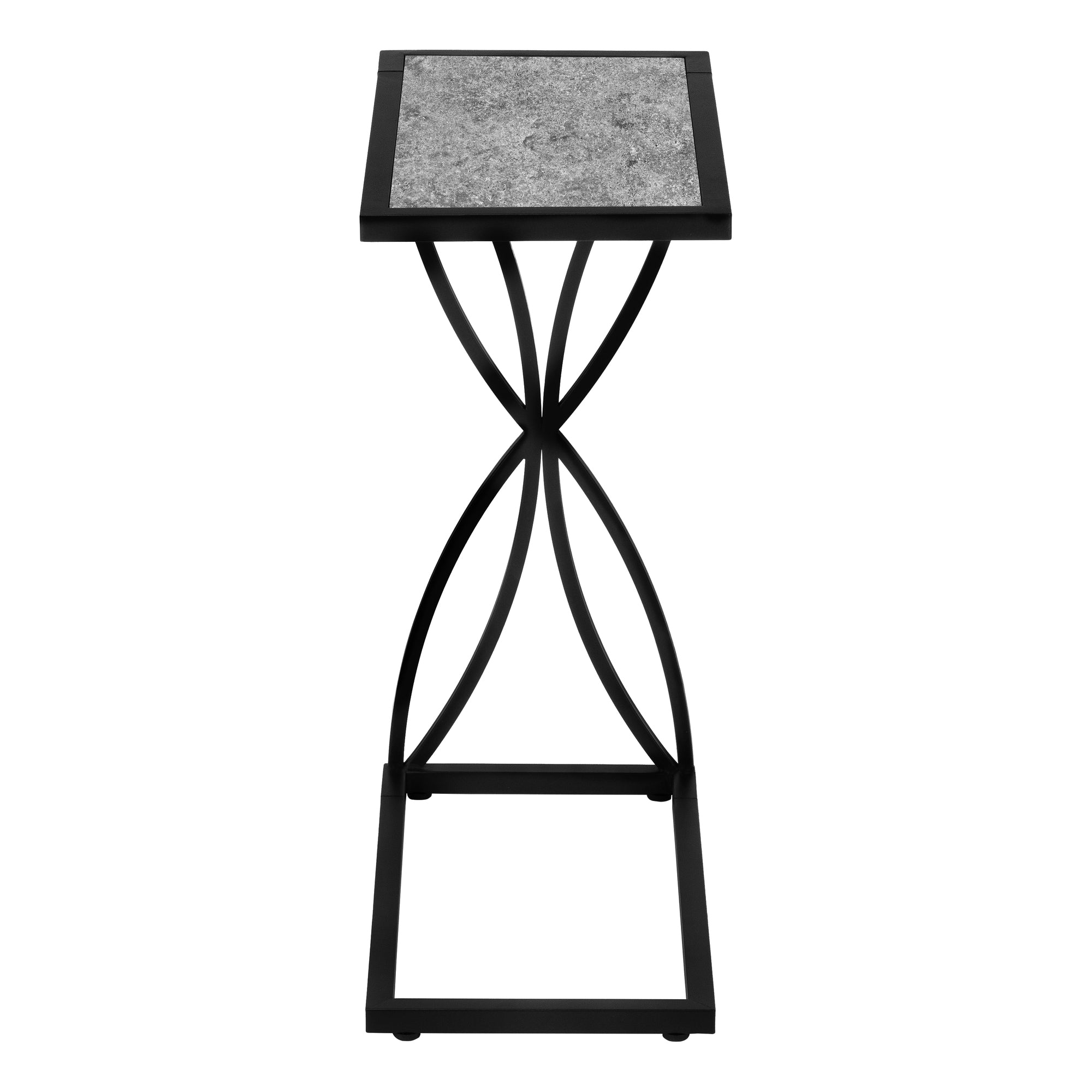 MN-233305    Accent Table, C-Shaped, End, Side, Snack, Living Room, Bedroom, Metal Frame, Laminate, Grey Stone Look, Black, Contemporary, Modern