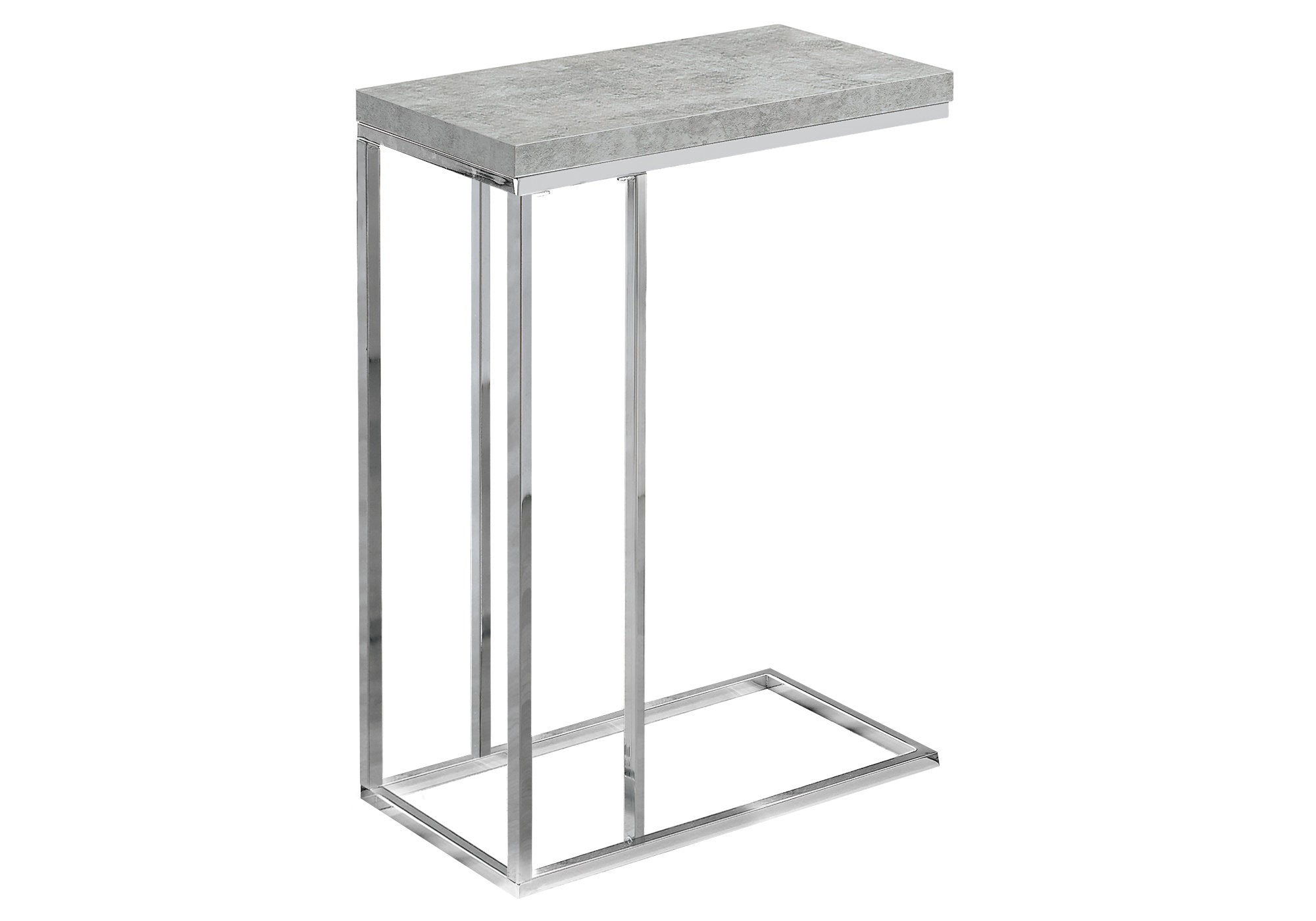 MN-363372    Accent Table, C-Shaped, End, Side, Snack, Living Room, Bedroom, Metal Legs, Laminate, Grey Cement Look, Chrome, Contemporary, Modern
