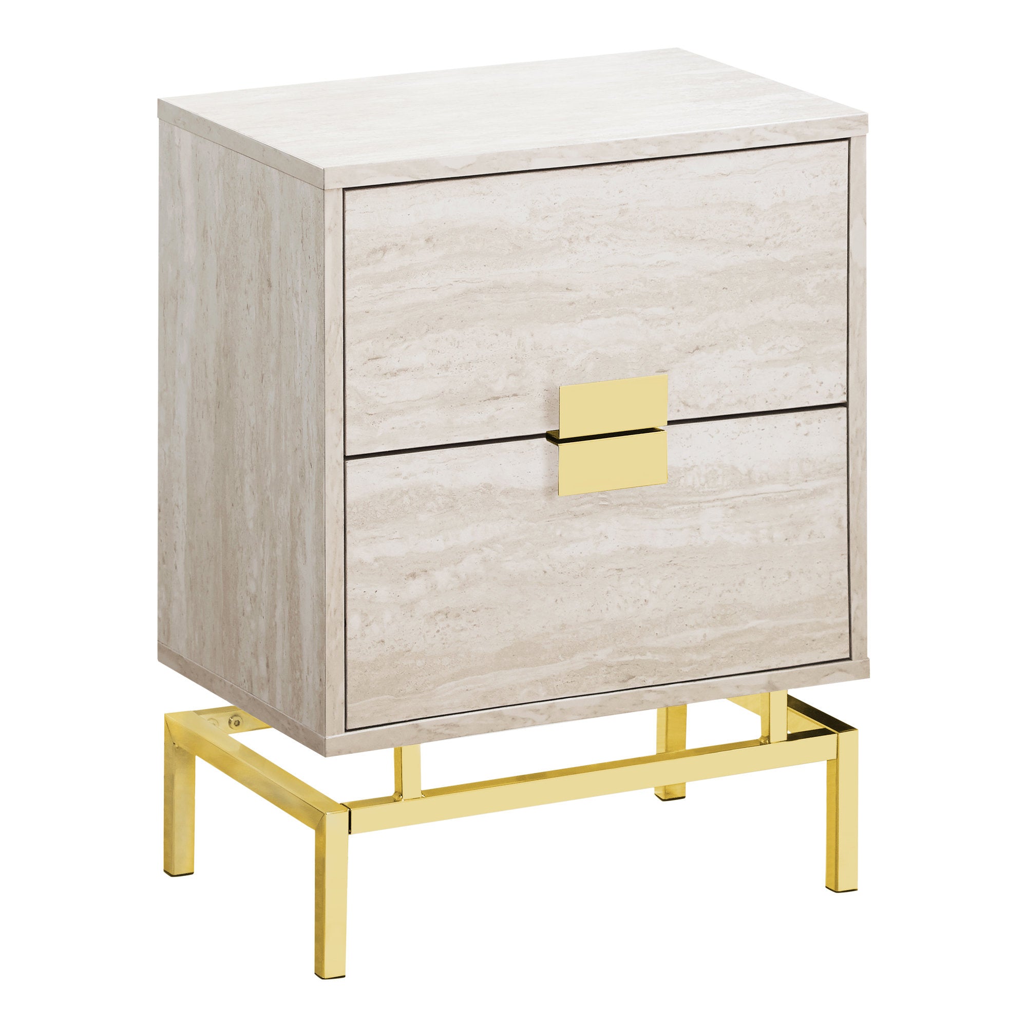 MN-953493    Accent Table, Side, End, Nightstand, Lamp, Living Room, Bedroom, Metal Legs, Laminate, Beige Marble, Gold, Contemporary, Modern