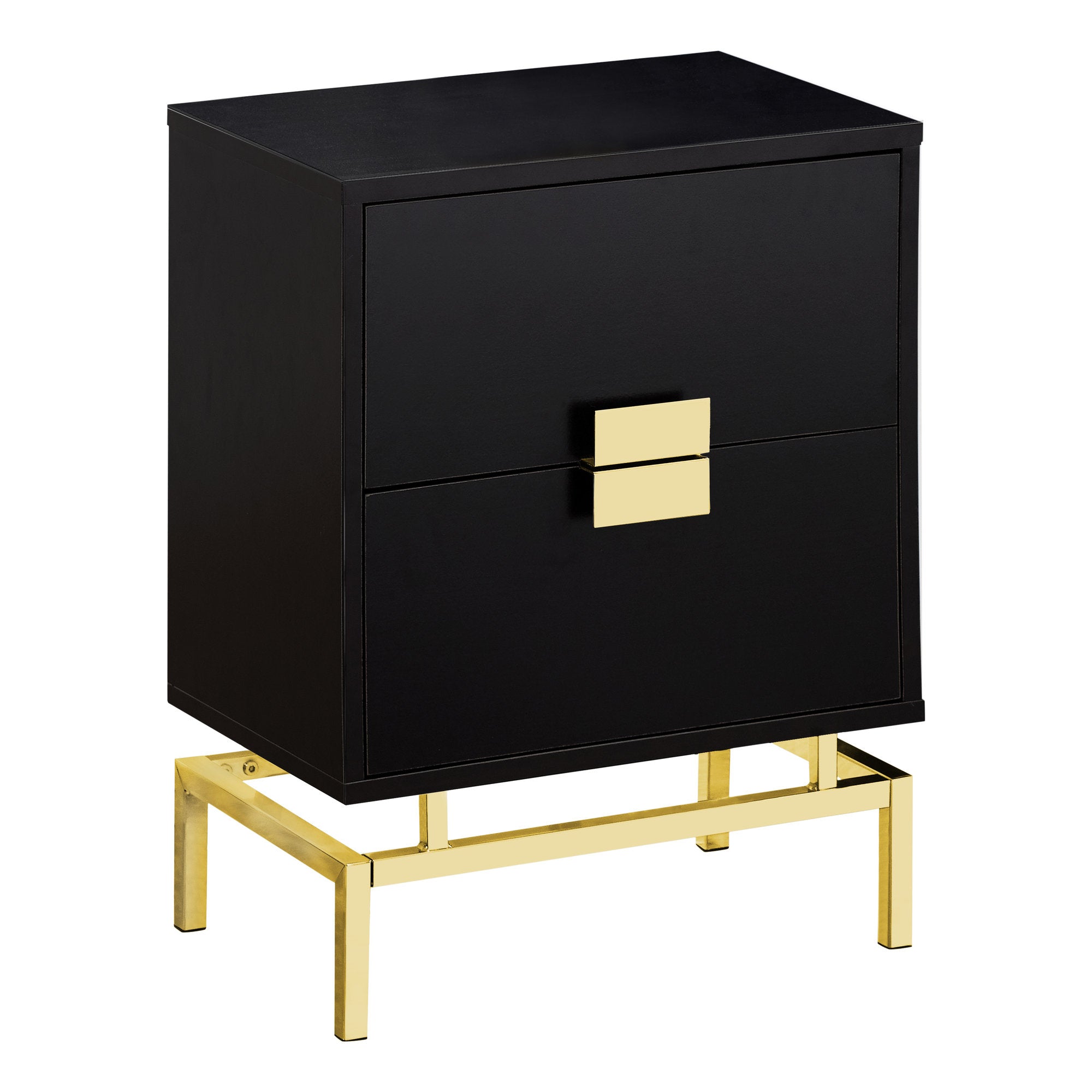 MN-963496    Accent Table, Side, End, Nightstand, Lamp, Living Room, Bedroom, Metal Legs, Laminate, Dark Brown, Gold, Contemporary, Modern