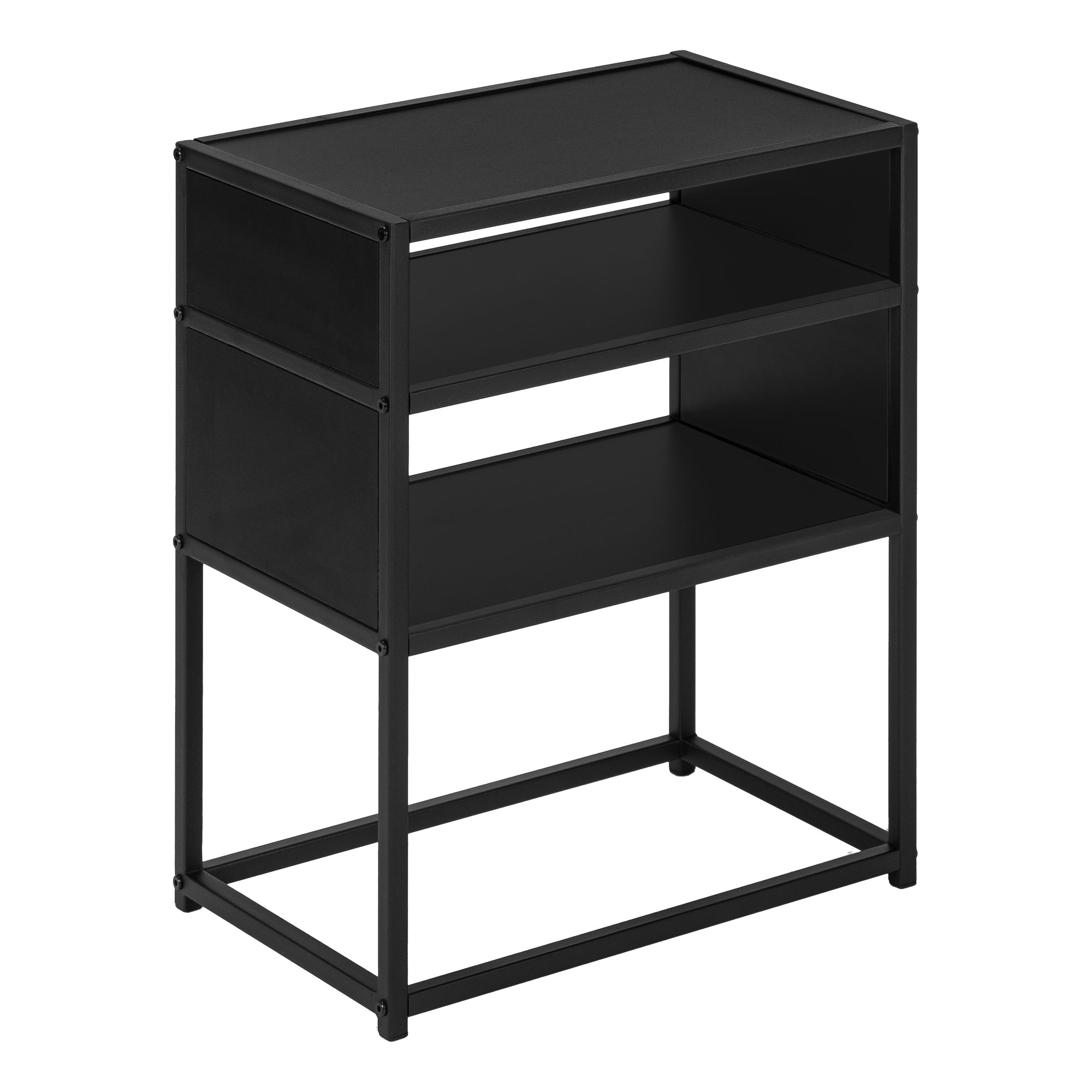 MN-113505    Accent Table, Side, End, Nightstand, Lamp, Living Room, Bedroom, Metal Frame, Laminate, Black, Contemporary, Modern