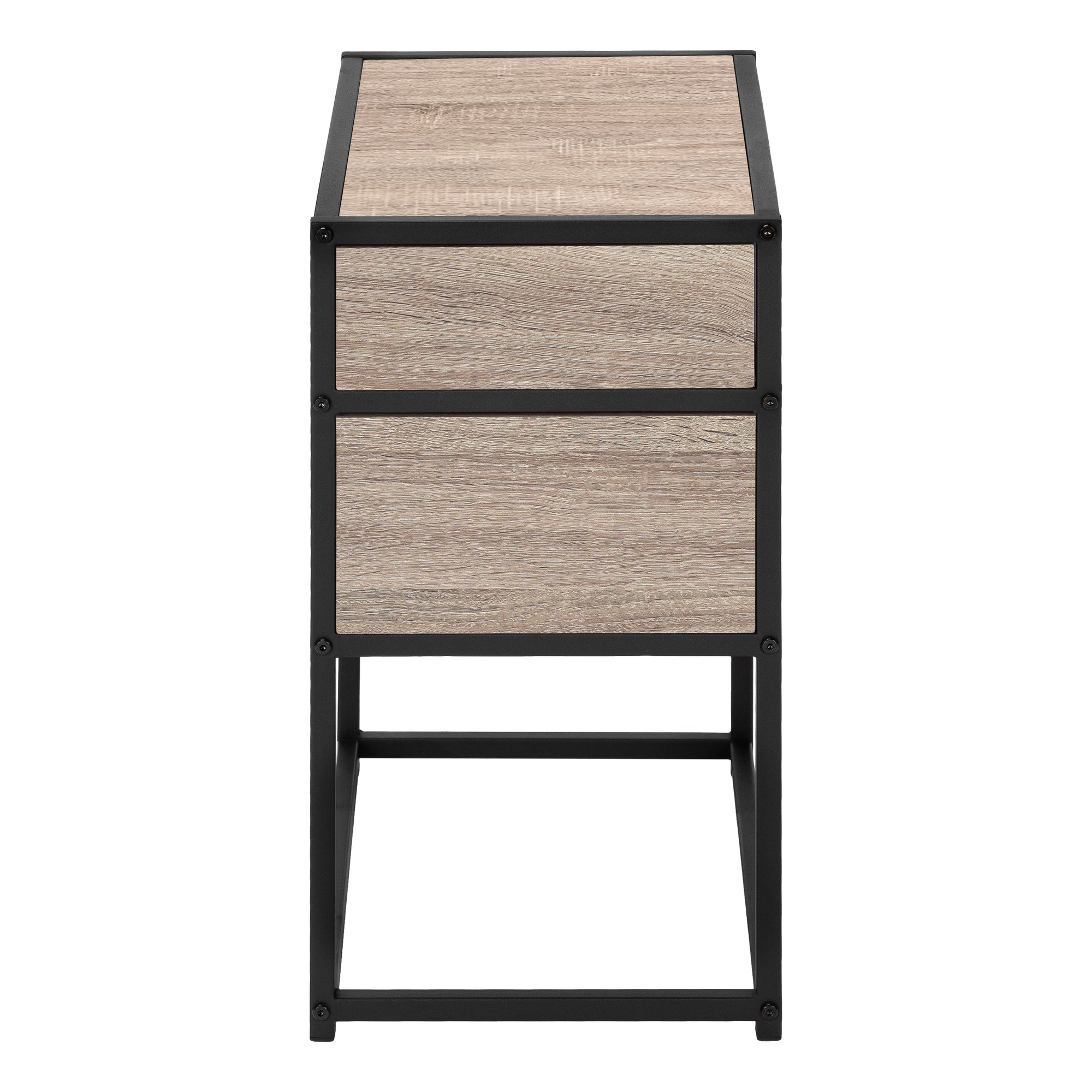 MN-133507    Accent Table, Side, End, Nightstand, Lamp, Living Room, Bedroom, Metal Frame, Laminate, Dark Taupe, Black, Contemporary, Modern