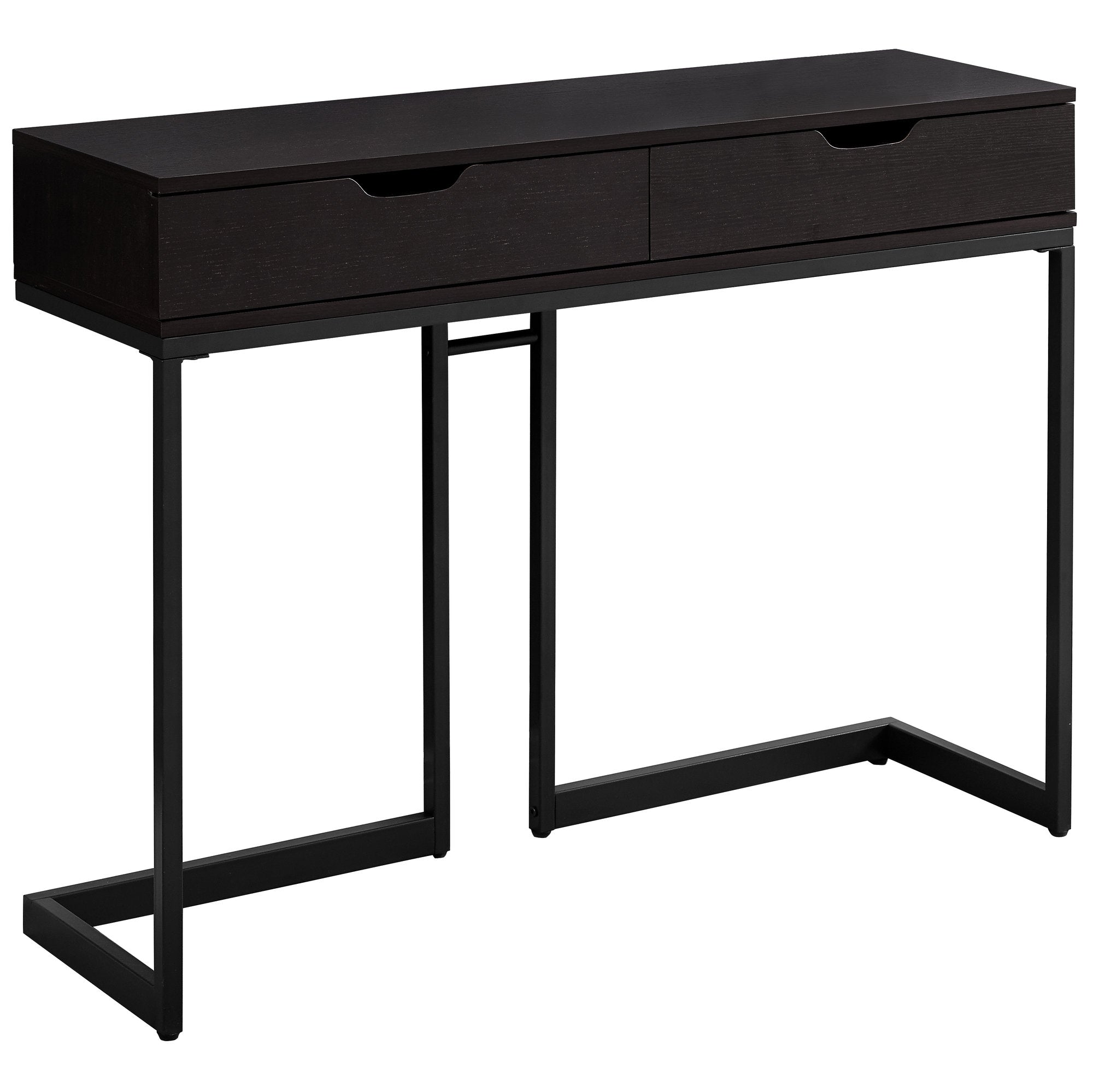 MN-183517    Accent Table, Console, Entryway, Narrow, Sofa, Living Room, Bedroom, Metal Legs, Laminate, Dark Brown, Black, Contemporary, Modern