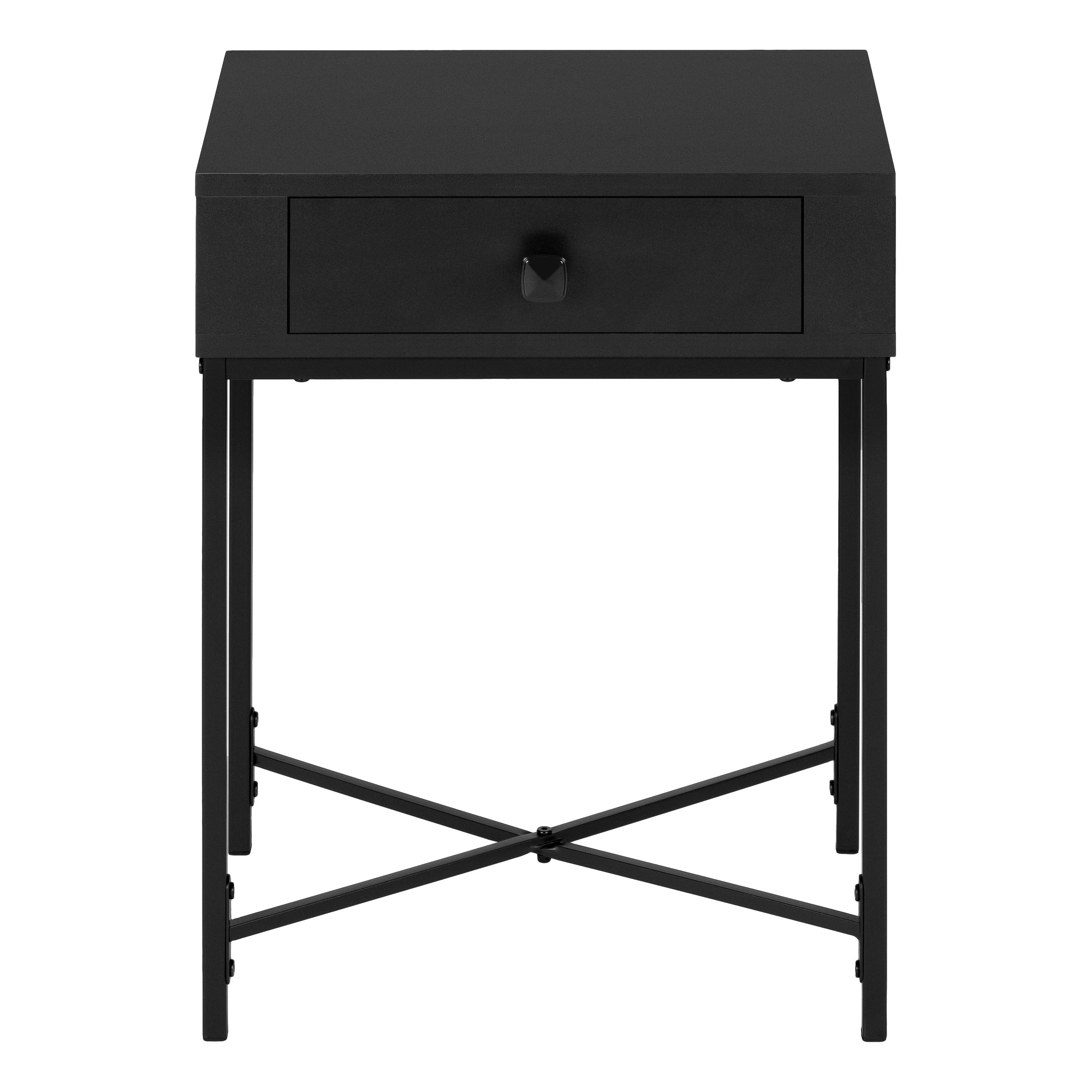 MN-283542    Accent Table, Side, End, Nightstand, Lamp, Living Room, Bedroom, Metal Legs, Laminate, Black, Contemporary, Modern