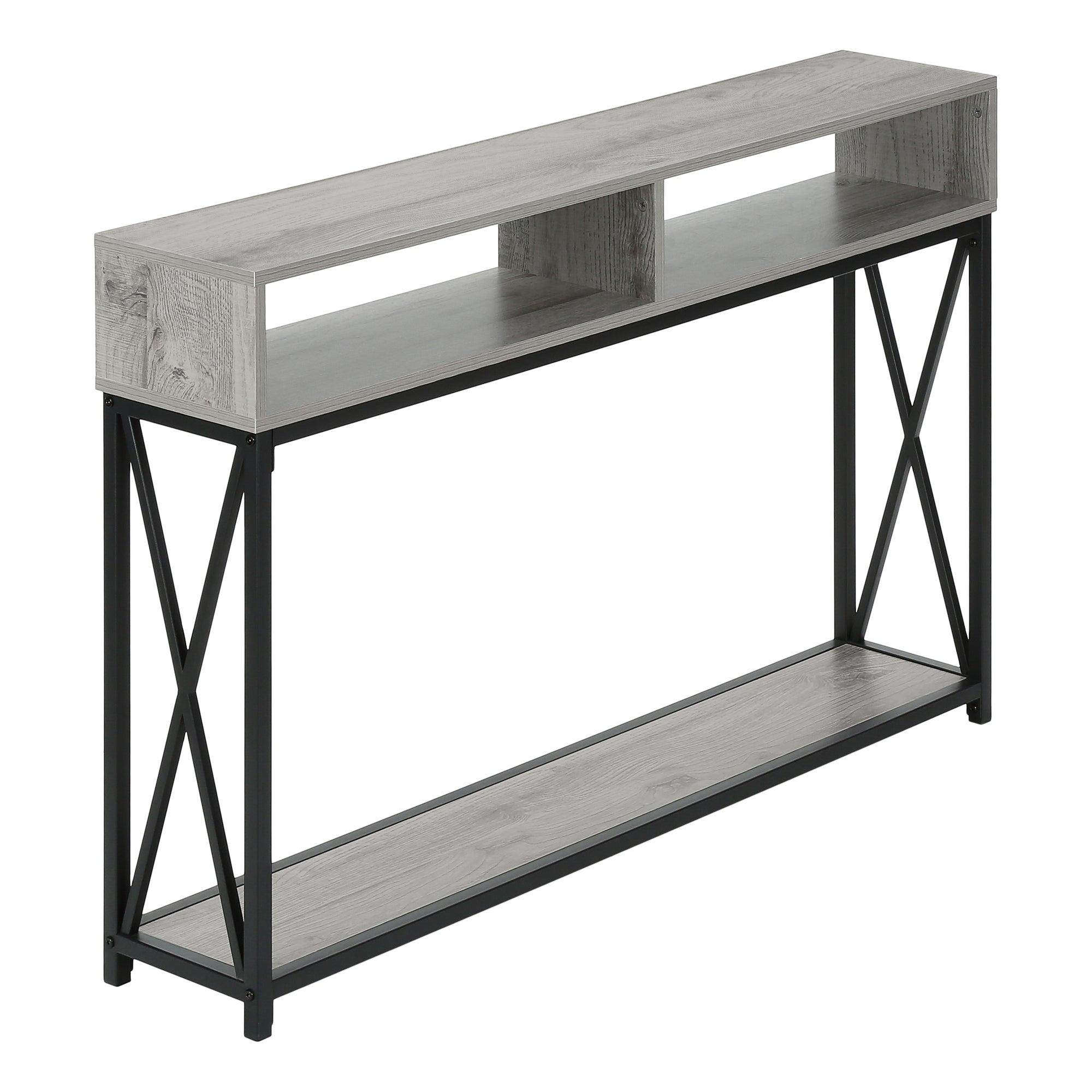 MN-363572    Accent Table, Console, Entryway, Narrow, Sofa, Living Room, Bedroom, Metal Frame, Laminate, Grey, Black, Contemporary, Modern