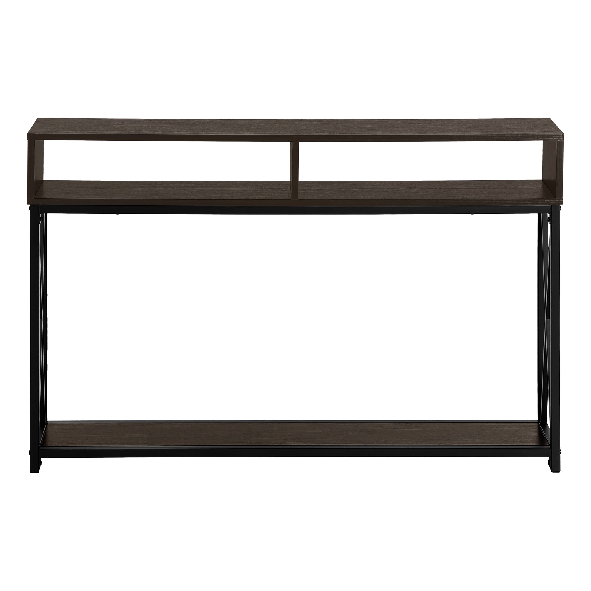 MN-383574    Accent Table, Console, Entryway, Narrow, Sofa, Living Room, Bedroom, Metal Frame, Laminate, Dark Brown, Black, Contemporary, Modern