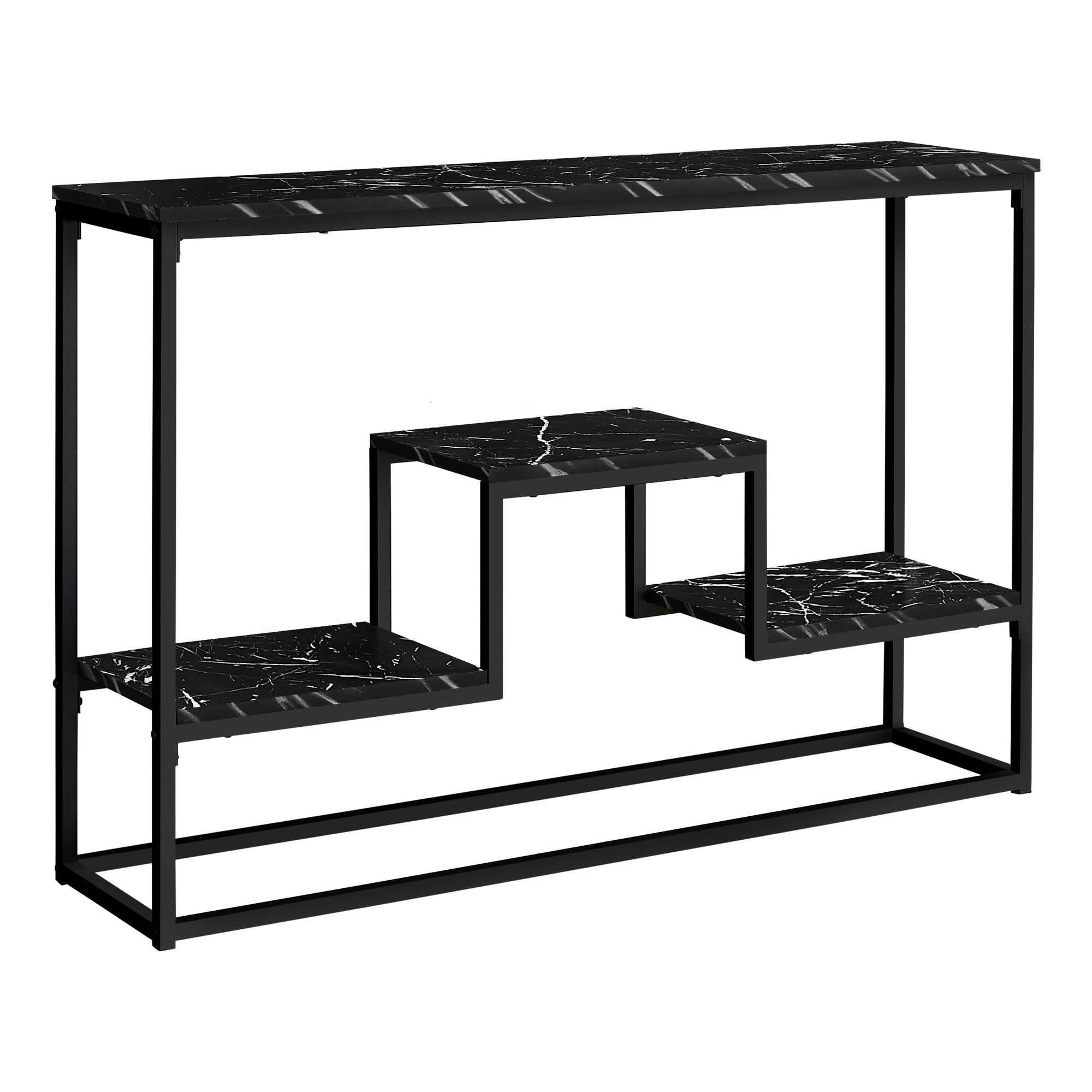 MN-423579    Accent Table, Console, Entryway, Narrow, Sofa, Living Room, Bedroom, Metal Frame, Laminate, Black Marble-Look, Contemporary, Glam, Modern