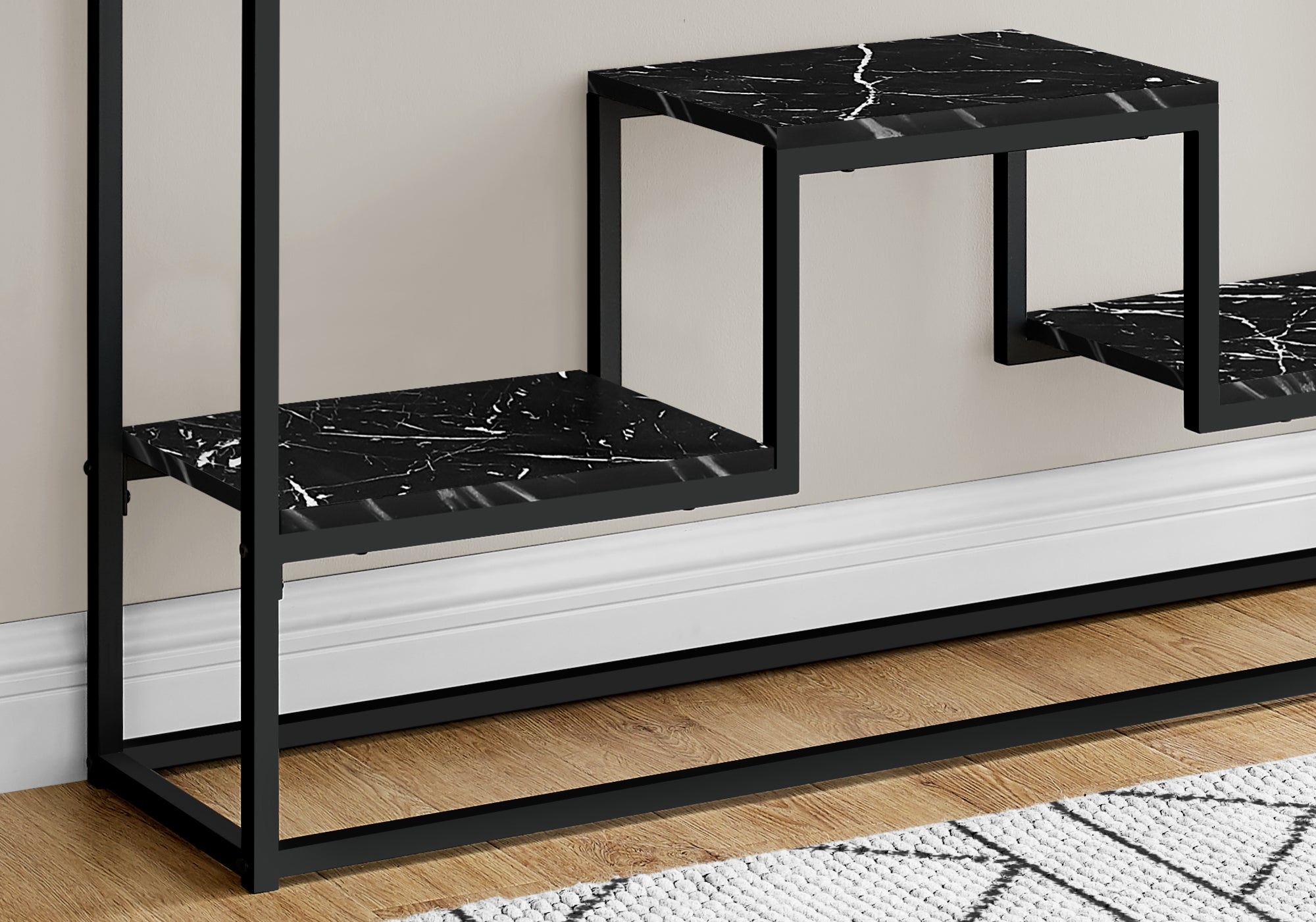 MN-423579    Accent Table, Console, Entryway, Narrow, Sofa, Living Room, Bedroom, Metal Frame, Laminate, Black Marble-Look, Contemporary, Glam, Modern