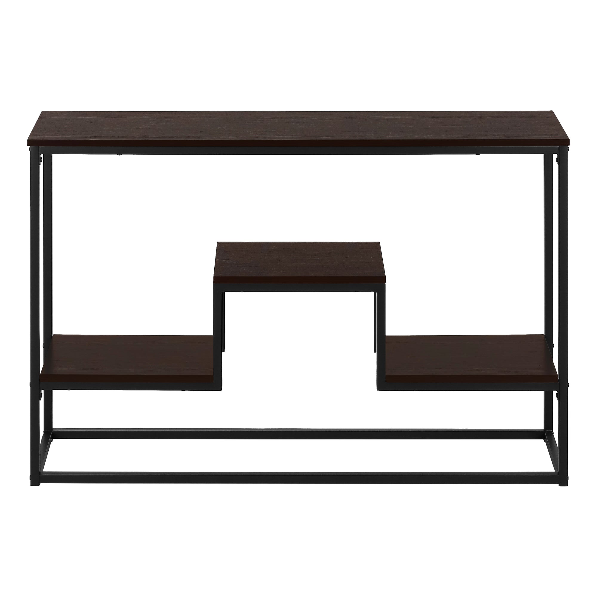 MN-453582    Accent Table, Console, Entryway, Narrow, Sofa, Living Room, Bedroom, Metal Frame, Laminate, Dark Brown, Black, Contemporary, Modern