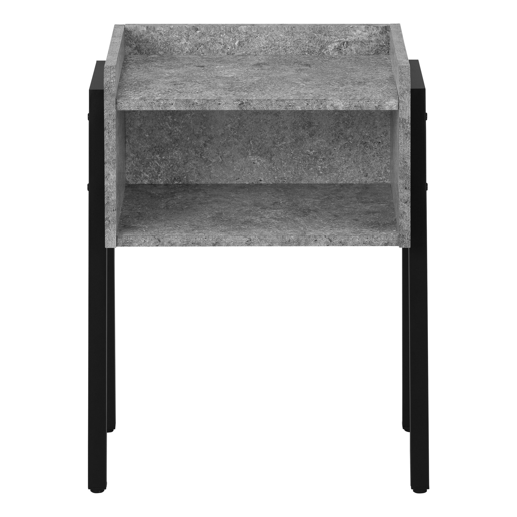 MN-473584    Accent Table, Side, End, Nightstand, Lamp, Living Room, Bedroom, Metal Legs, Laminate, Grey Stone Look, Black, Contemporary, Modern