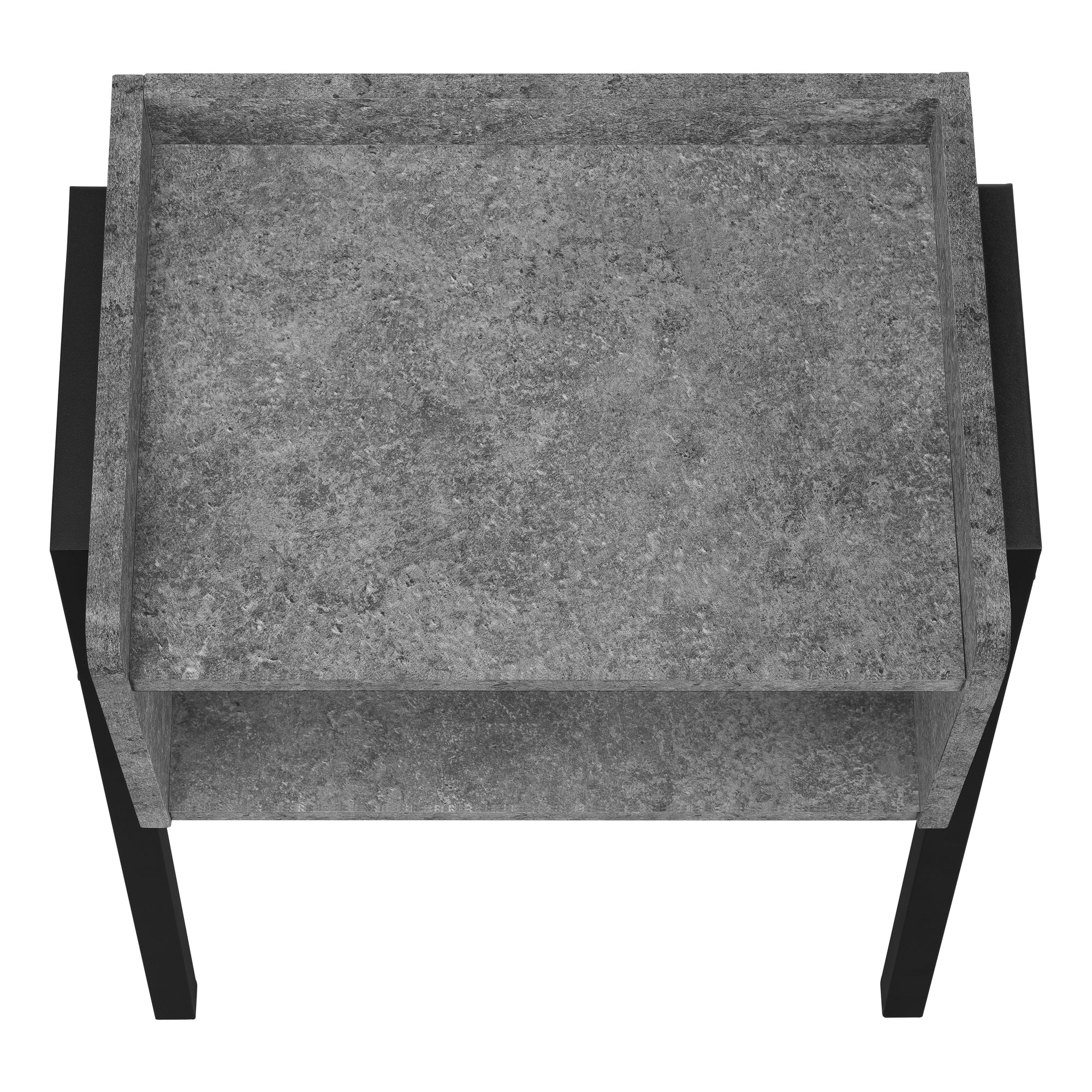 MN-473584    Accent Table, Side, End, Nightstand, Lamp, Living Room, Bedroom, Metal Legs, Laminate, Grey Stone Look, Black, Contemporary, Modern