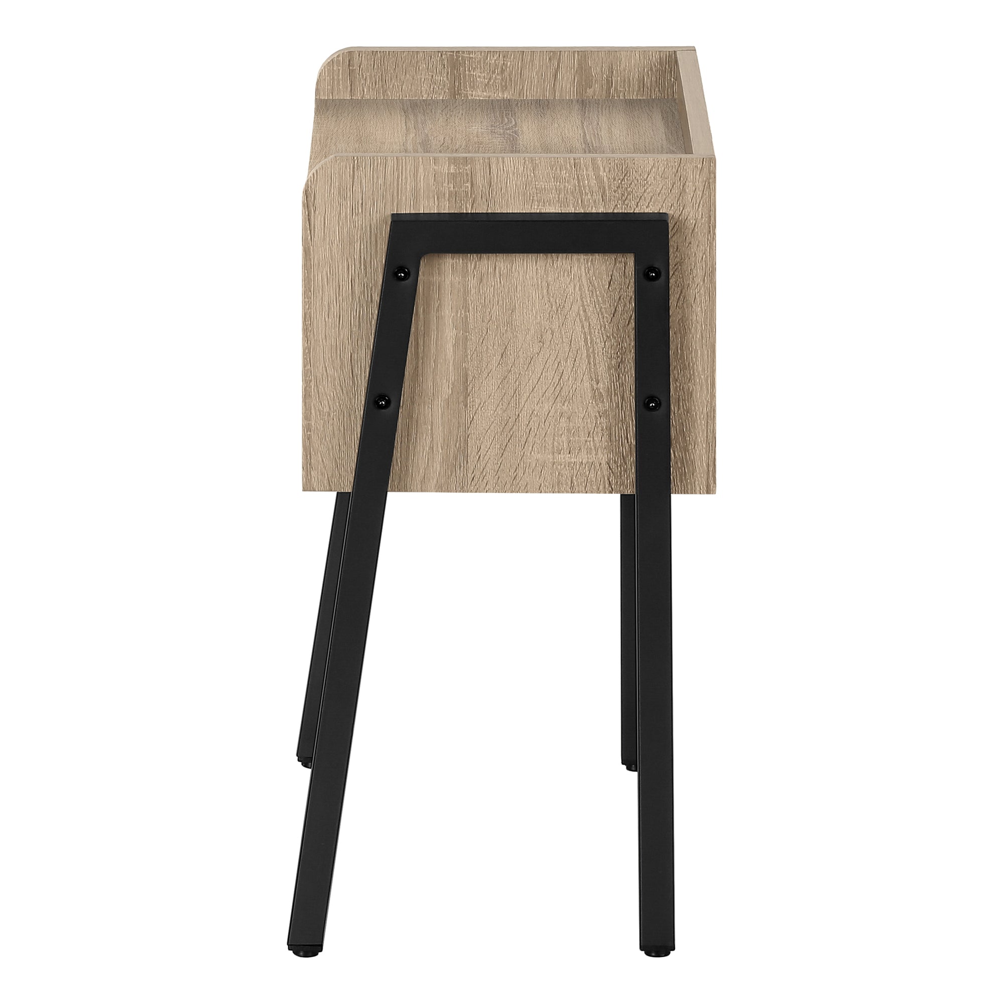 MN-503592    Accent Table, Side, End, Nightstand, Lamp, Living Room, Bedroom, Metal Legs, Laminate, Dark Taupe, Black, Contemporary, Modern