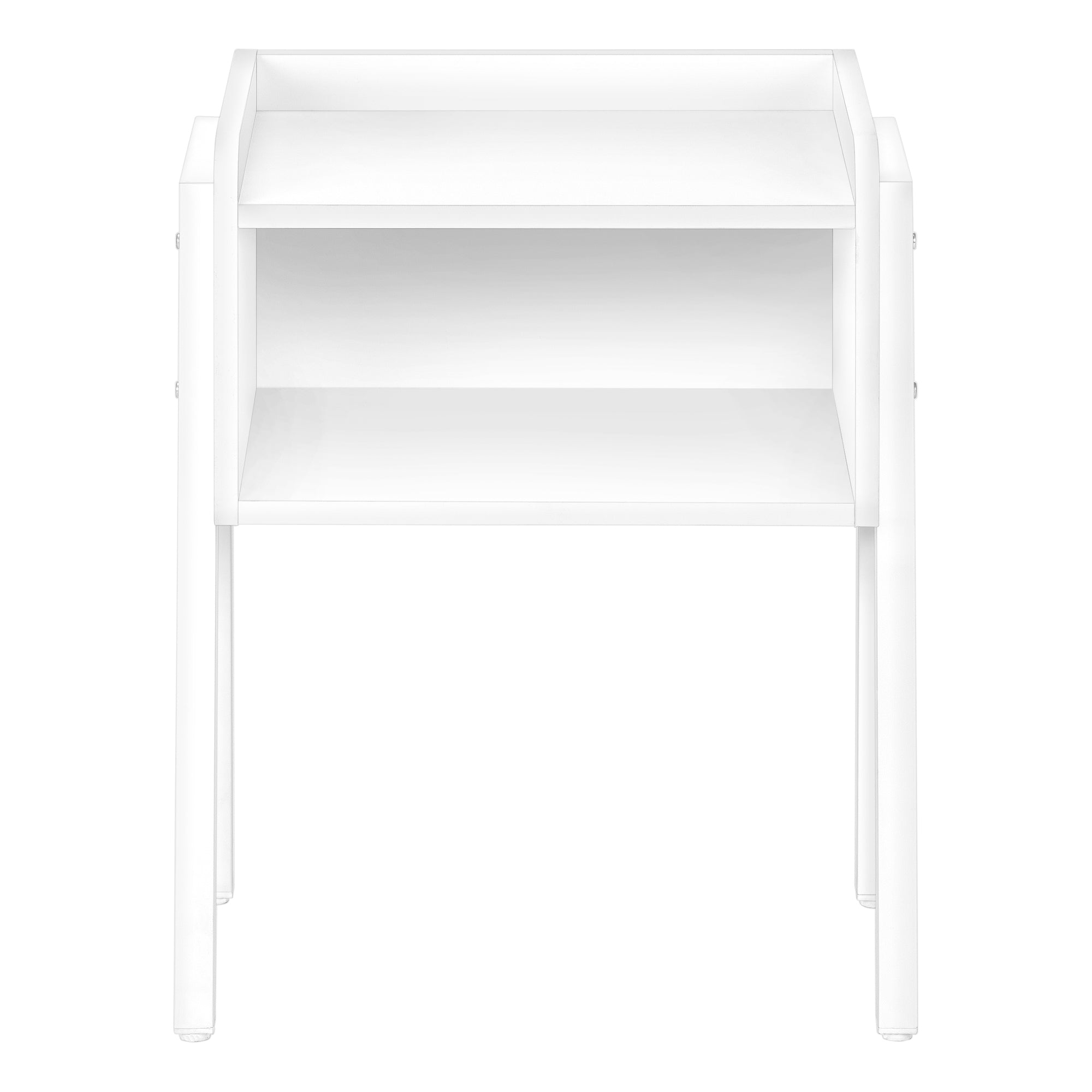 MN-523594    Accent Table, Side, End, Nightstand, Lamp, Living Room, Bedroom, Metal Legs, Laminate, White, Contemporary, Modern