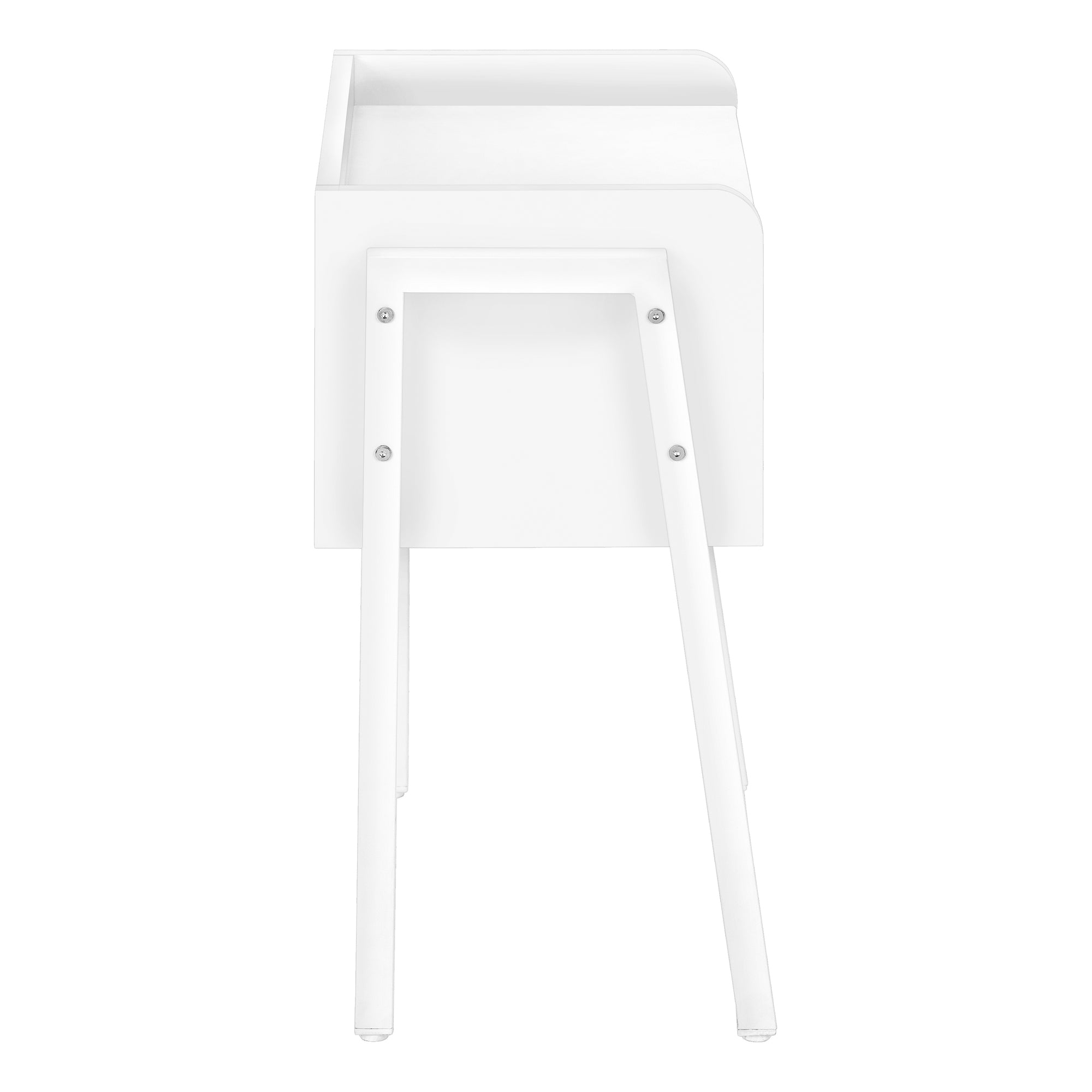 MN-523594    Accent Table, Side, End, Nightstand, Lamp, Living Room, Bedroom, Metal Legs, Laminate, White, Contemporary, Modern