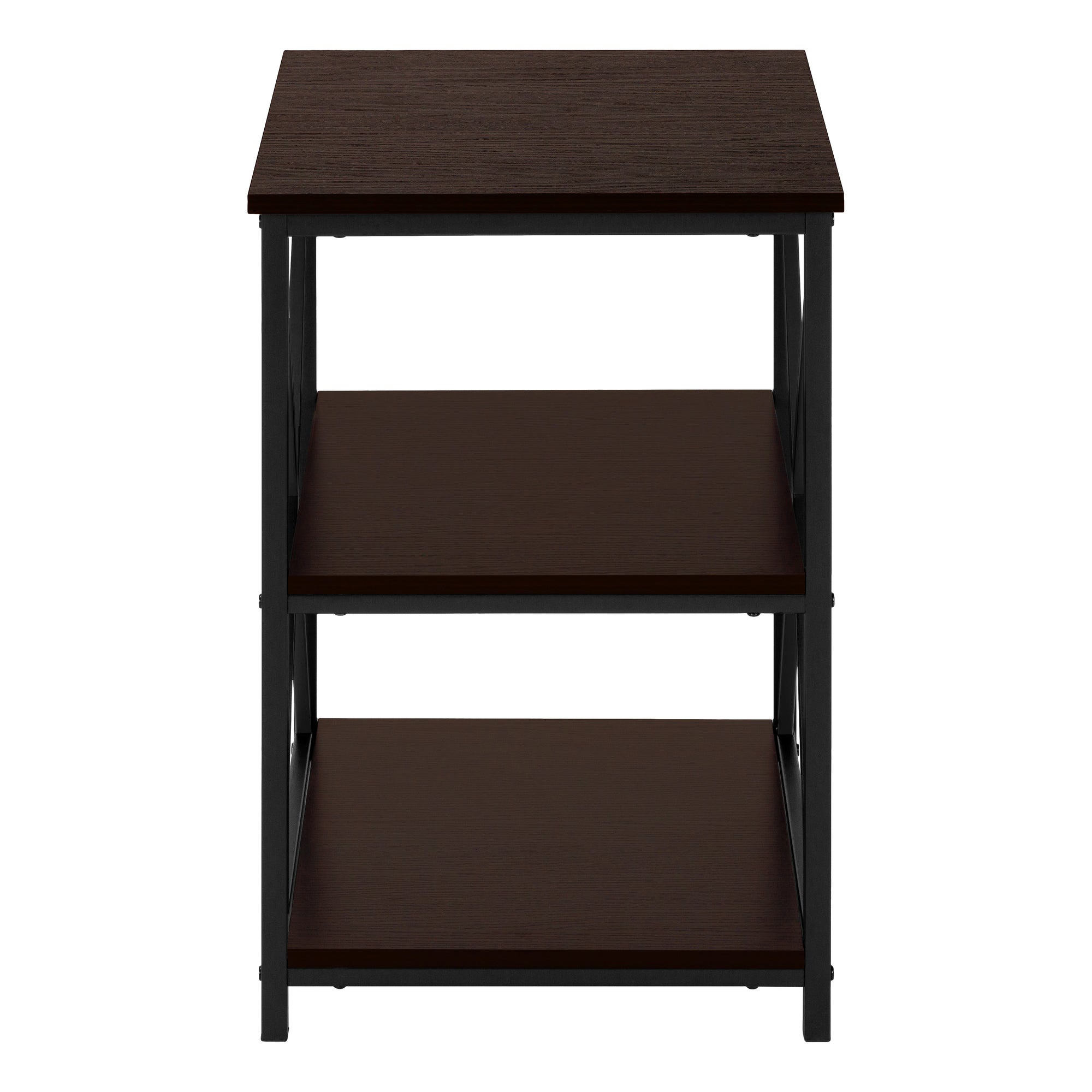 MN-563598    Accent Table, Side, End, Nightstand, Lamp, Living Room, Bedroom, Metal Legs, Laminate, Dark Brown, Black, Contemporary, Modern