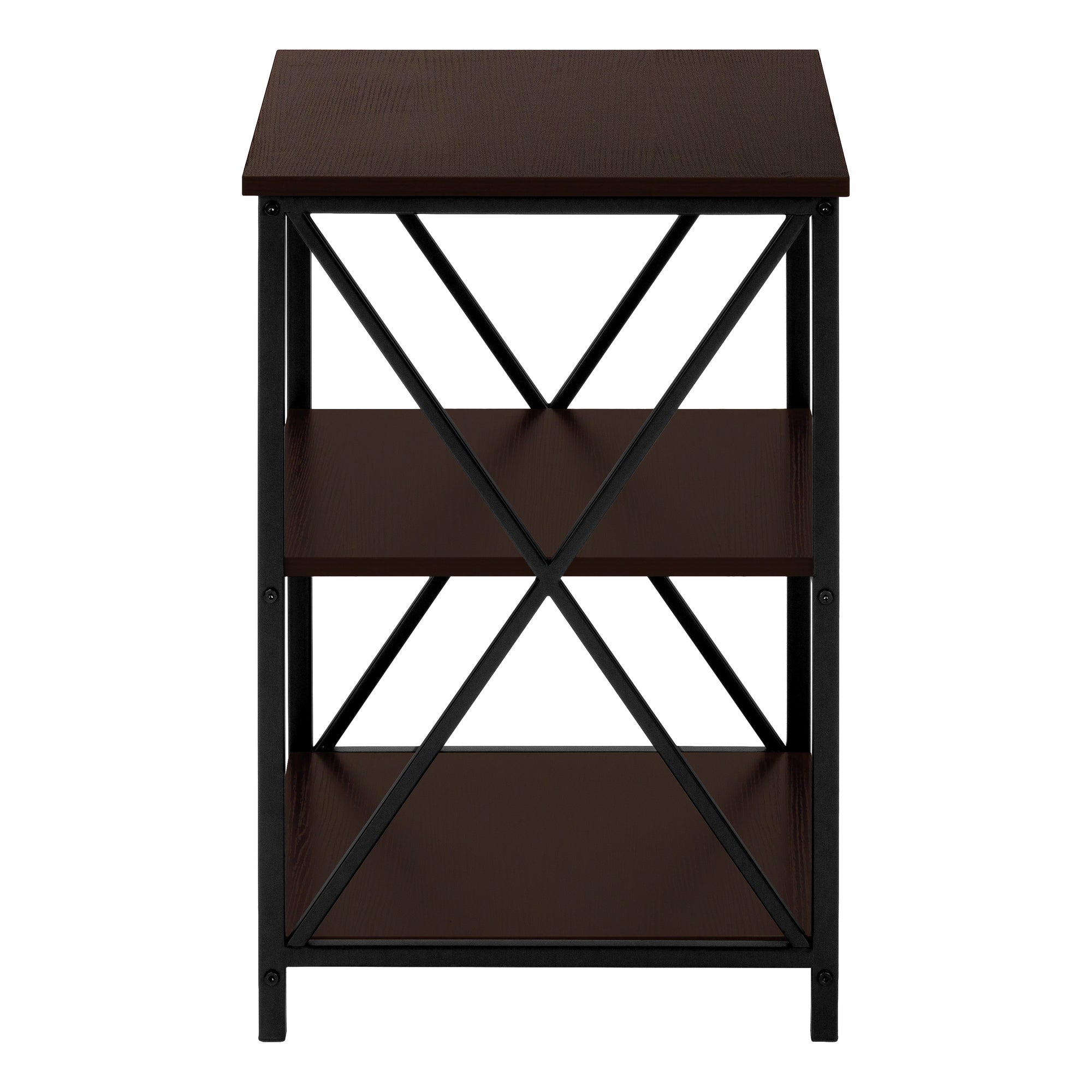 MN-563598    Accent Table, Side, End, Nightstand, Lamp, Living Room, Bedroom, Metal Legs, Laminate, Dark Brown, Black, Contemporary, Modern