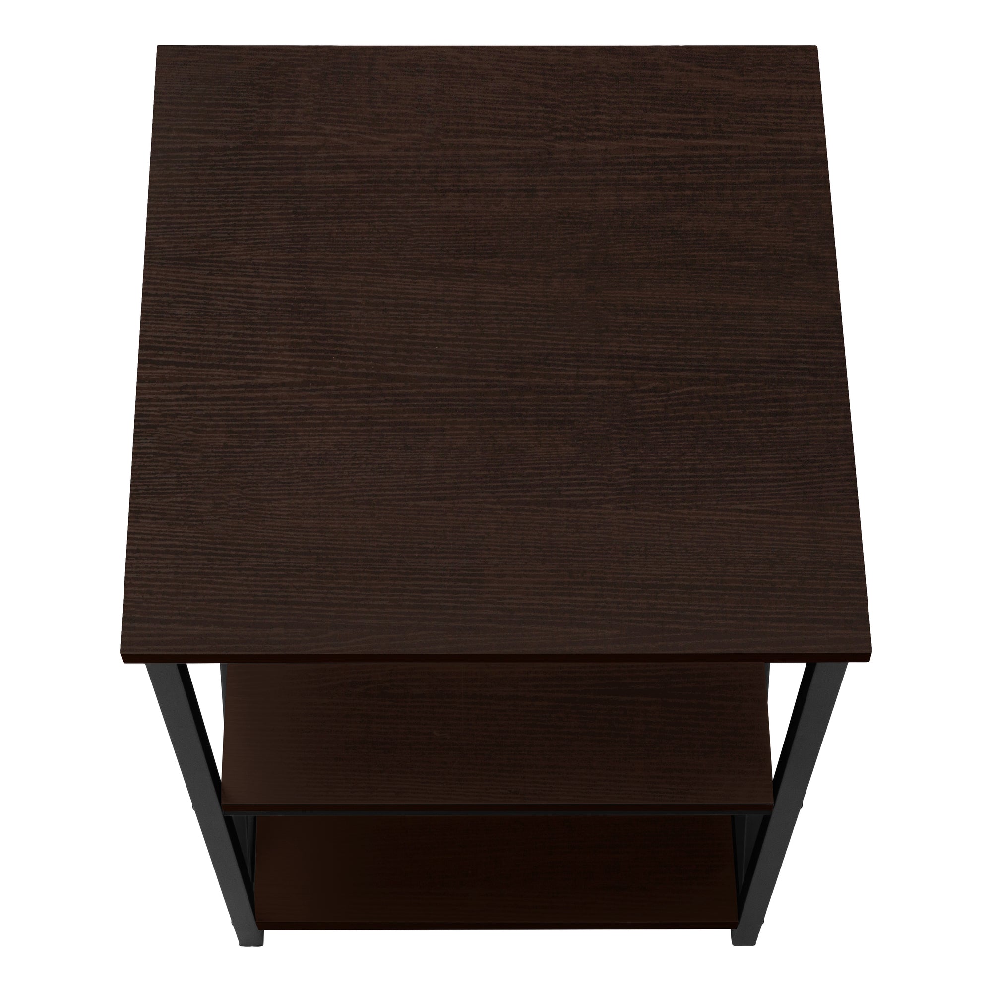 MN-563598    Accent Table, Side, End, Nightstand, Lamp, Living Room, Bedroom, Metal Legs, Laminate, Dark Brown, Black, Contemporary, Modern