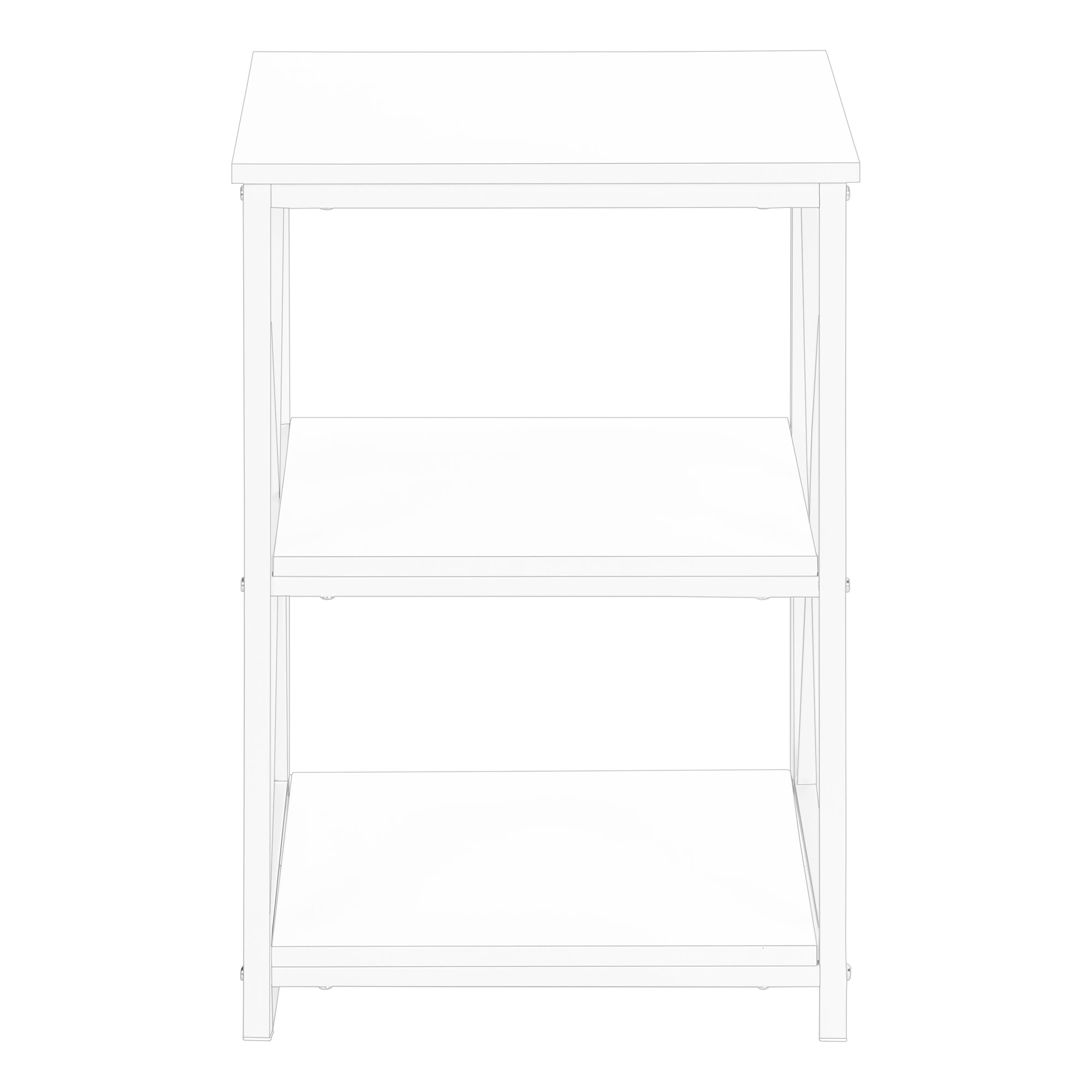 MN-573599    Accent Table, Side, End, Nightstand, Lamp, Living Room, Bedroom, Metal Legs, Laminate, White, White, Contemporary, Modern