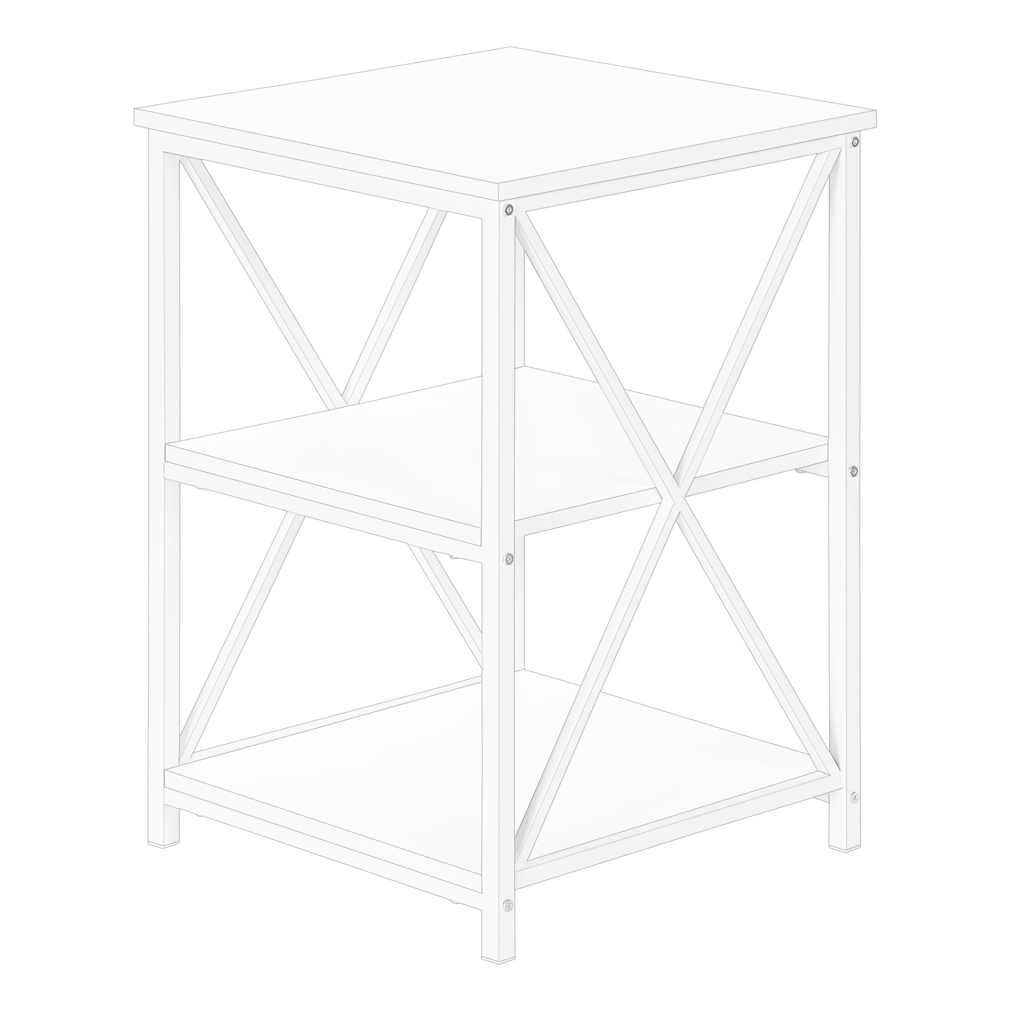 MN-573599    Accent Table, Side, End, Nightstand, Lamp, Living Room, Bedroom, Metal Legs, Laminate, White, White, Contemporary, Modern
