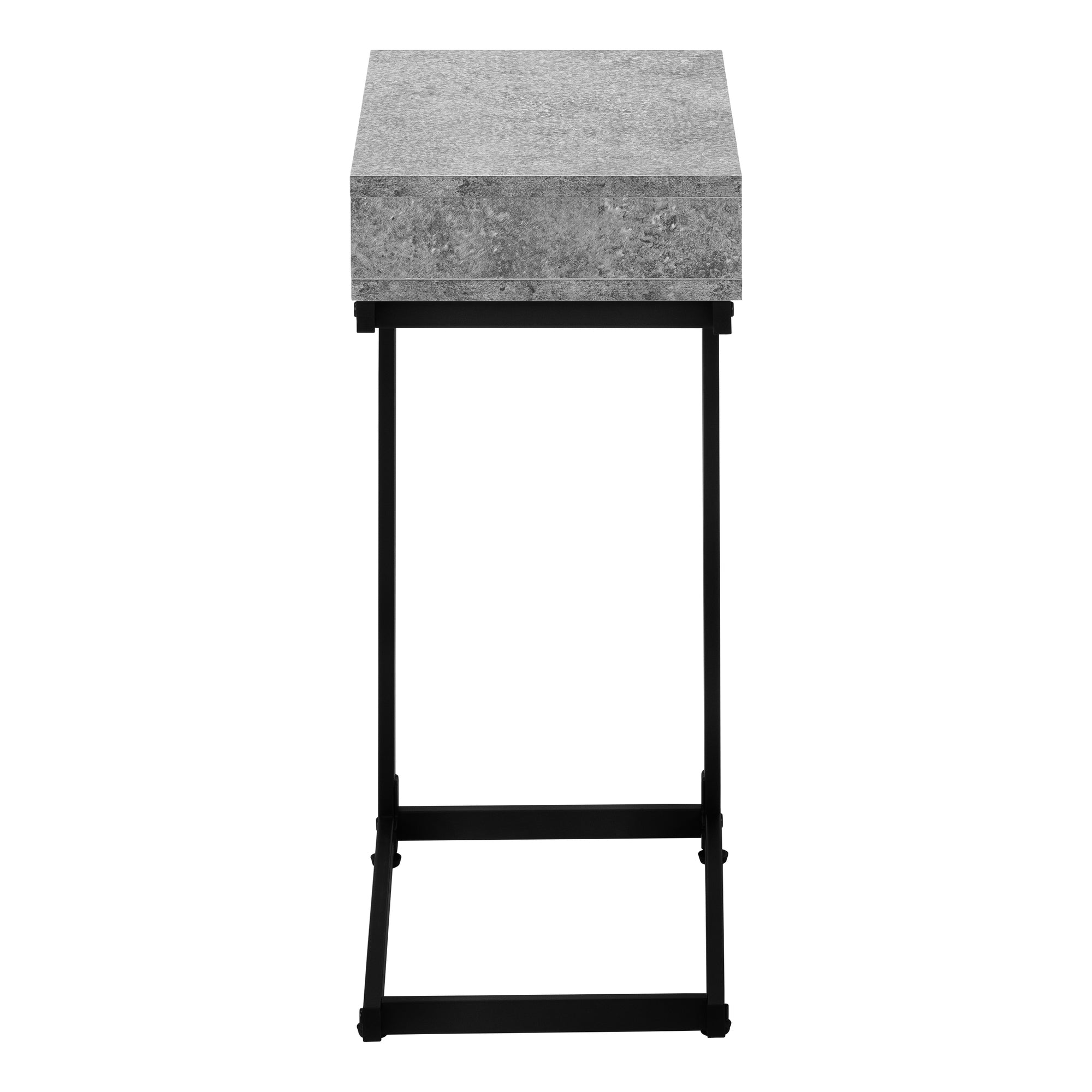 MN-613603    Accent Table, C-Shaped, End, Side, Snack, Living Room, Bedroom, Storage Drawer, Metal Frame, Laminate, Grey Stone Look, Black, Contemporary, Modern