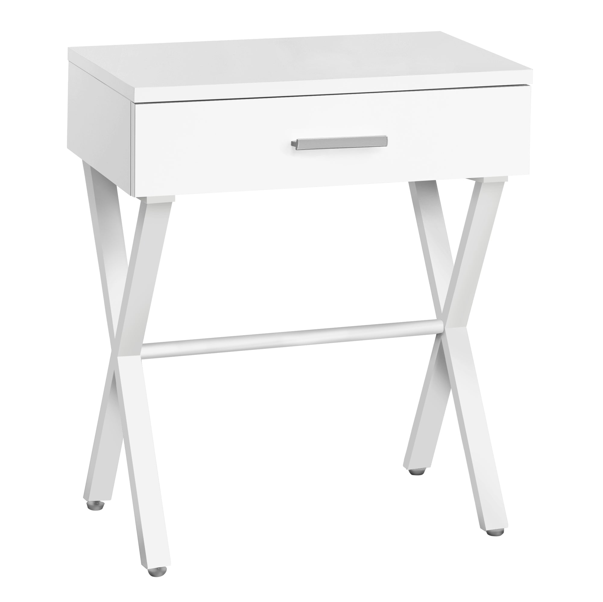 MN-643606    Accent Table, Side, End, Nightstand, Lamp, Living Room, Bedroom, Metal Legs, Laminate, White, White, Contemporary, Modern