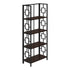 MN-713617    Bookshelf, Bookcase, Etagere, 4 Tier, Office, Bedroom, 62"H, Metal, Laminate, Dark Brown, Black, Transitional