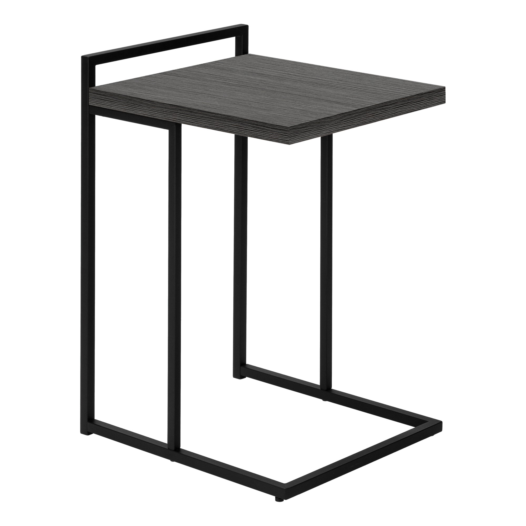 MN-833634    Accent Table, C-Shaped, End, Side, Snack, Living Room, Bedroom, Metal Frame, Laminate, Grey, Black, Contemporary, Modern