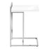 MN-853636    Accent Table, C-Shaped, End, Side, Snack, Living Room, Bedroom, Metal Frame, Laminate, Glossy White, Chrome, Contemporary, Modern