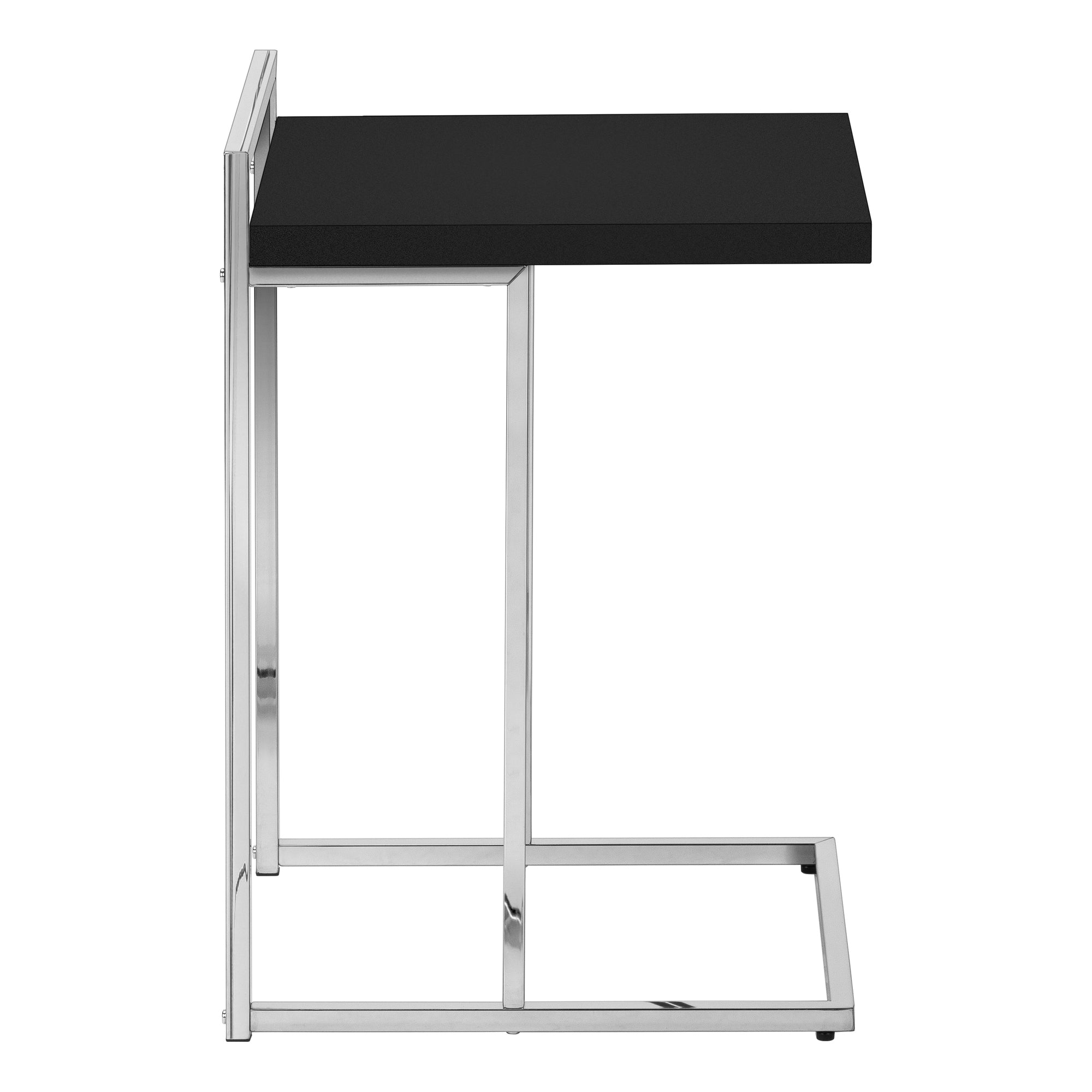 MN-893640    Accent Table, C-Shaped, End, Side, Snack, Living Room, Bedroom, Metal Frame, Laminate, Black, Chrome, Contemporary, Modern